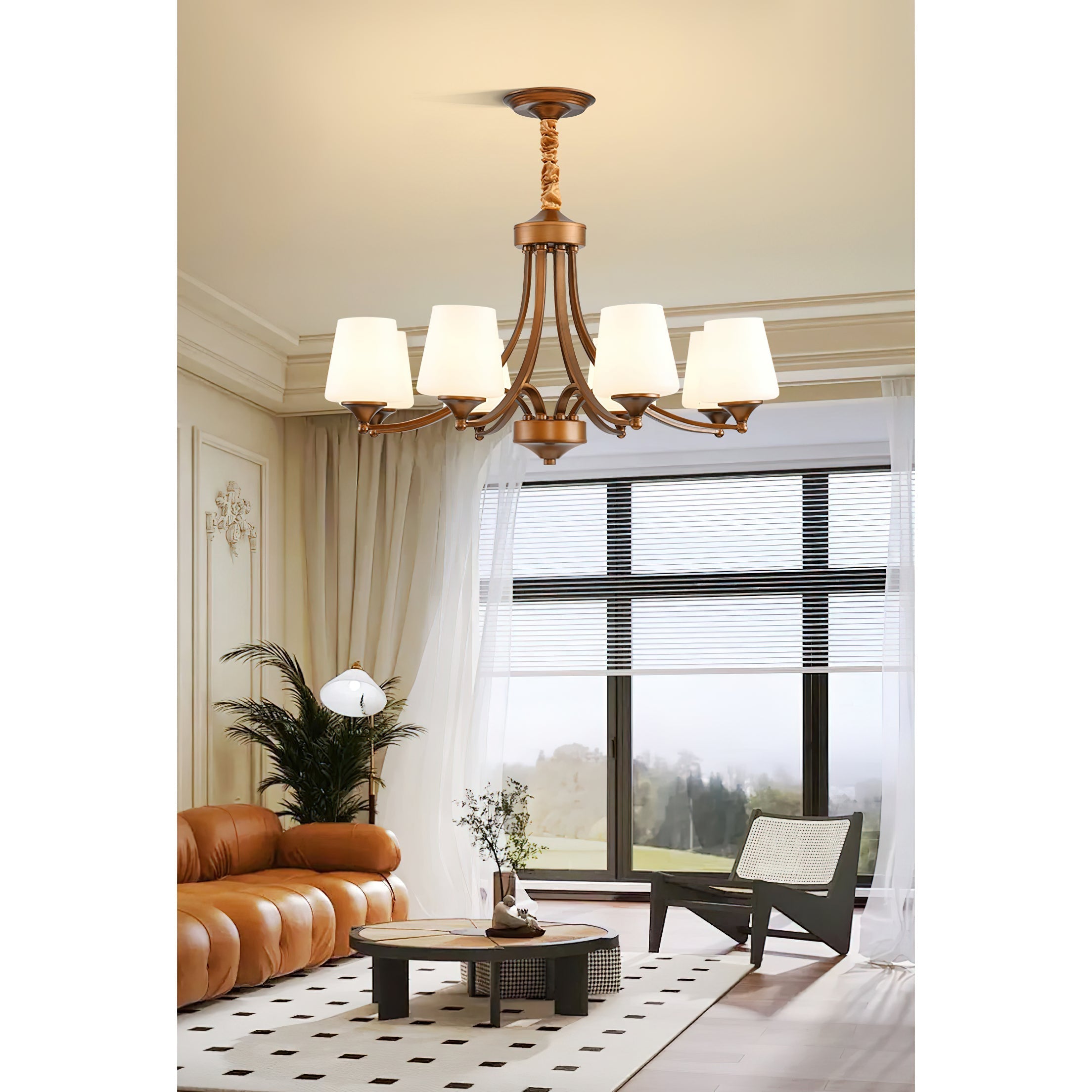 Ulrinara Chandelier Laiton Verre Luxe Postmoderne Salon - Neutralighting