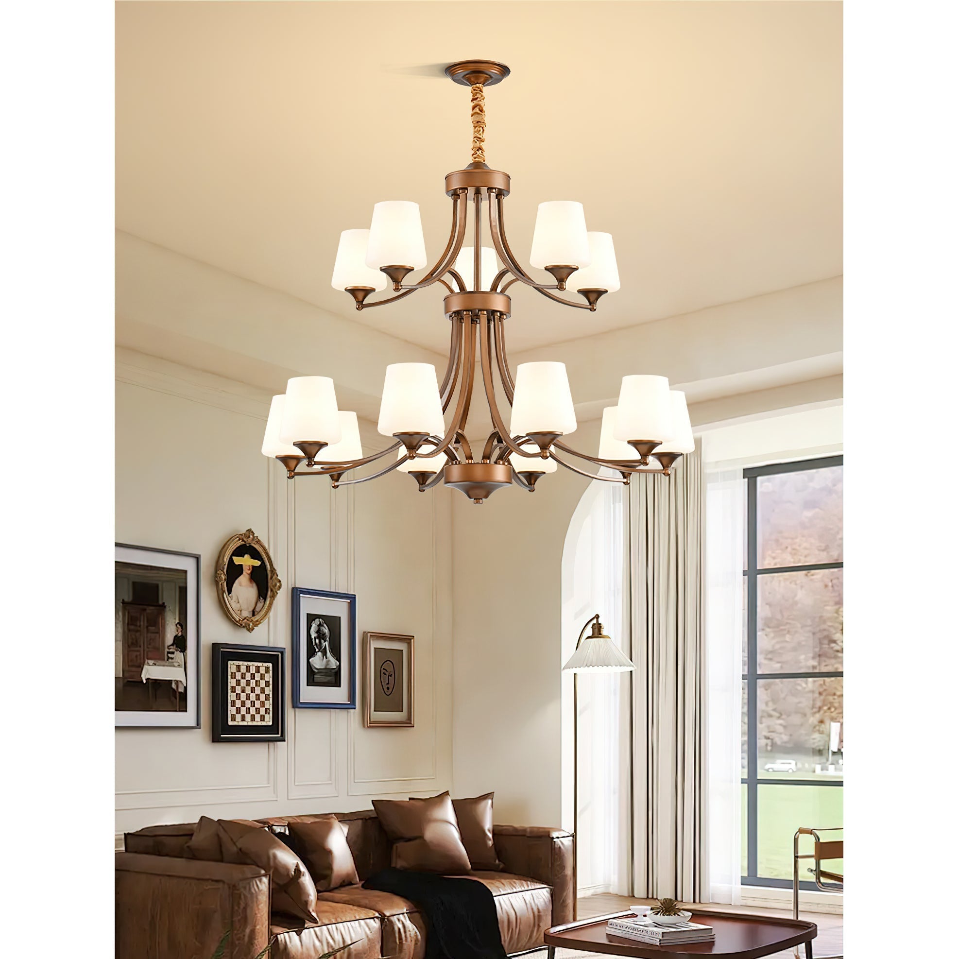 Ulrinara Chandelier Laiton Verre Luxe Postmoderne Salon - Neutralighting