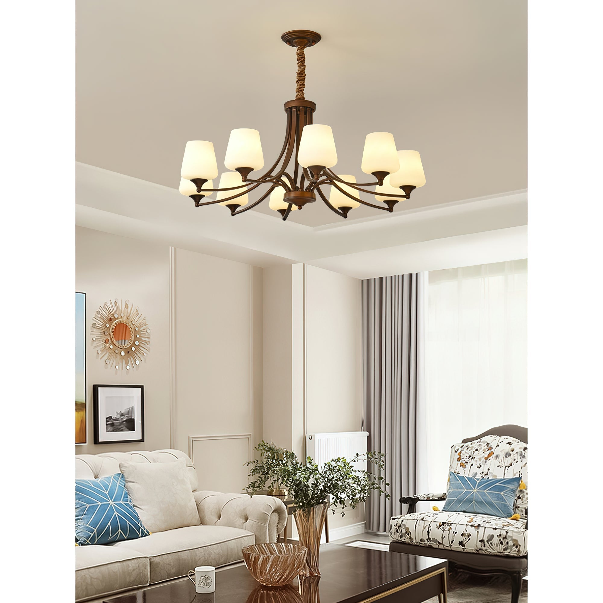 Ulrinara Chandelier Laiton Verre Luxe Postmoderne Salon - Neutralighting