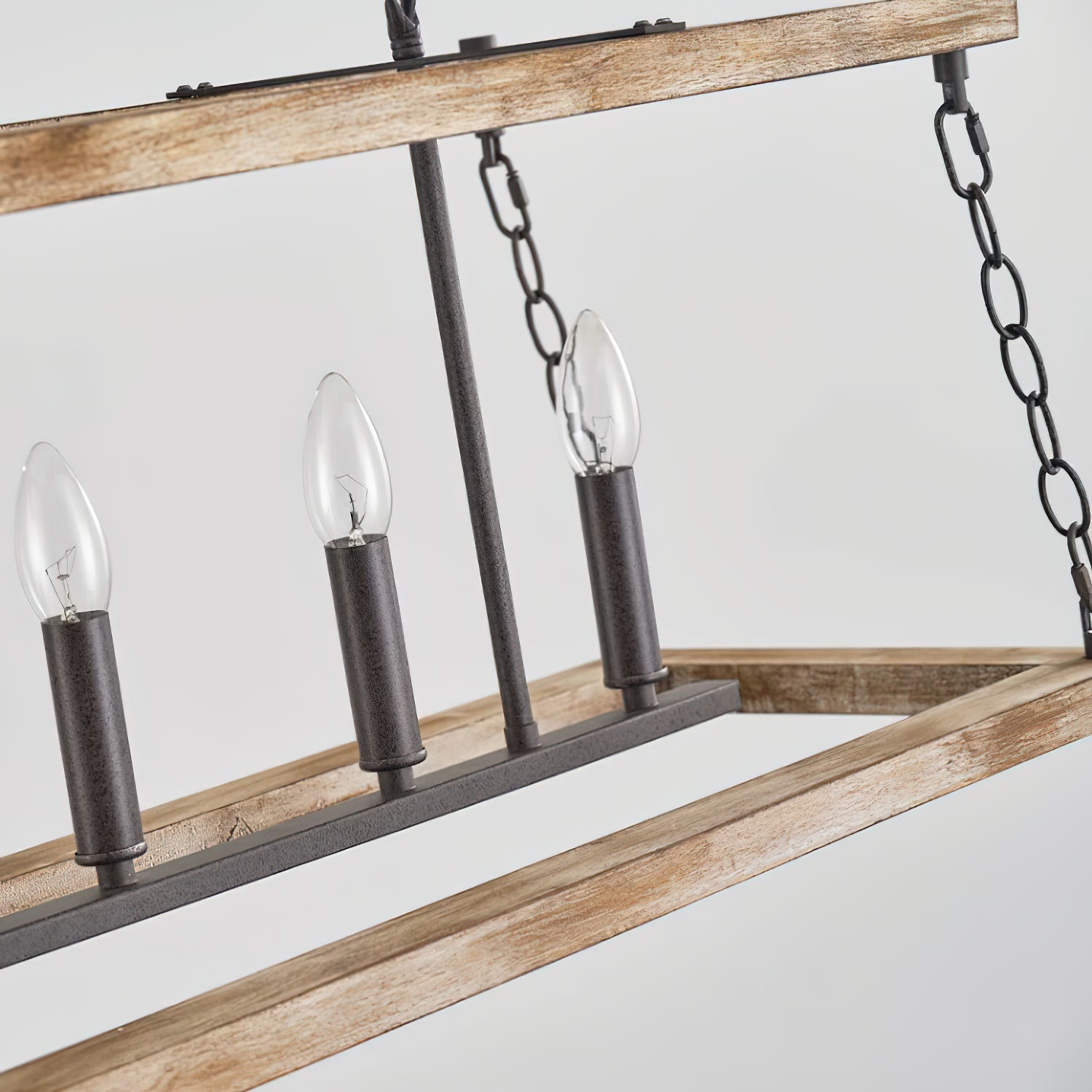 Ilcaryra Vintage Industrial Island Wood Metal Chandelier - Lamp Copper