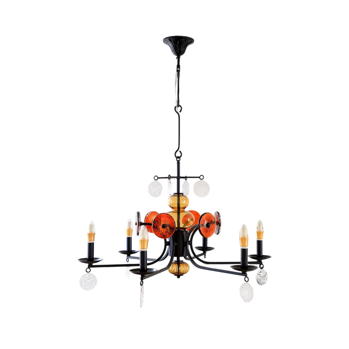 Anorion Chandelier Métal Verre Luxe Vintage Salon - Neutralighting