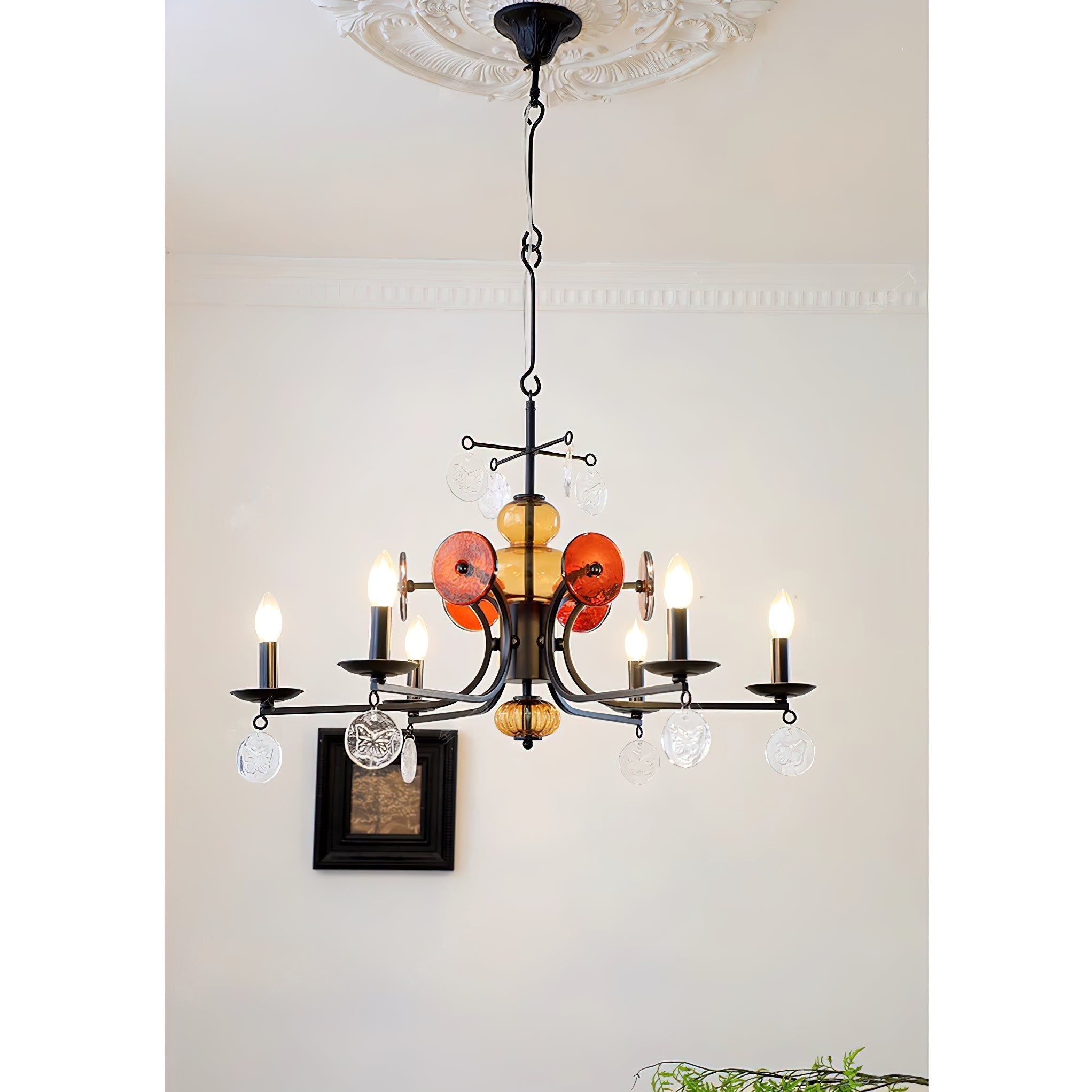 Anorion Chandelier Métal Verre Luxe Vintage Salon - Neutralighting