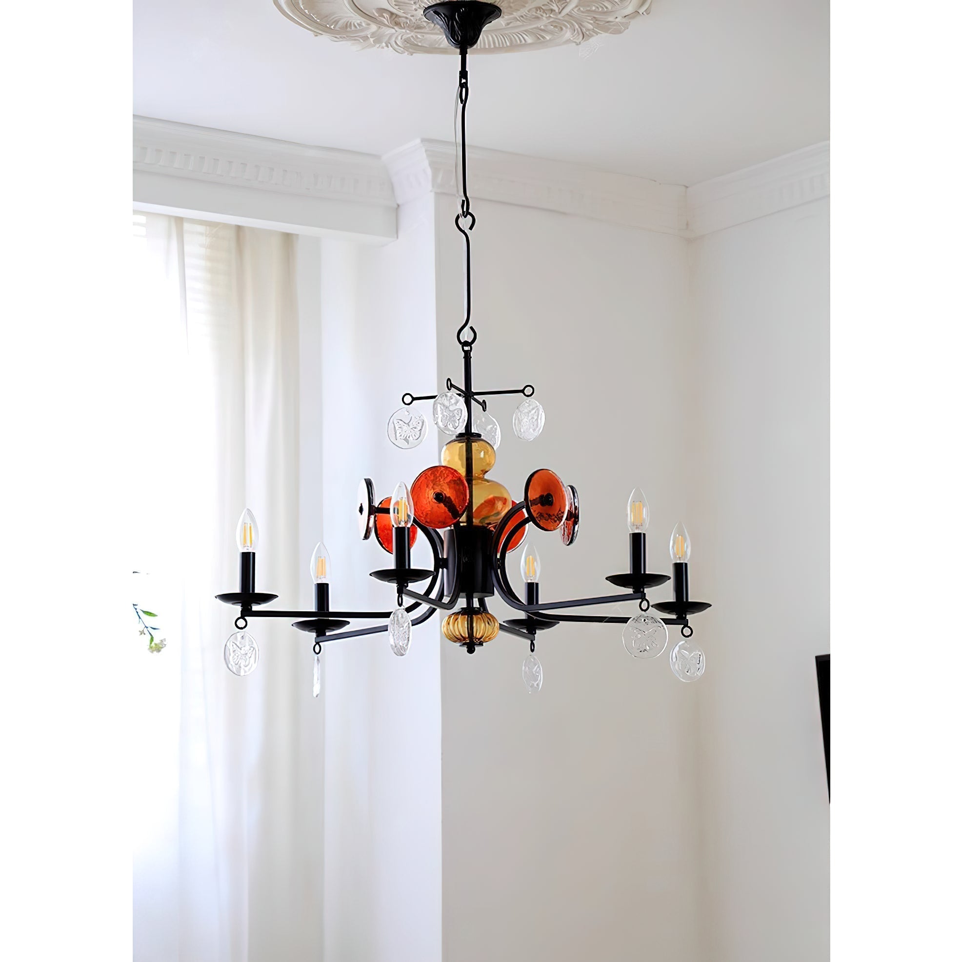 Anorion Chandelier Métal Verre Luxe Vintage Salon - Neutralighting