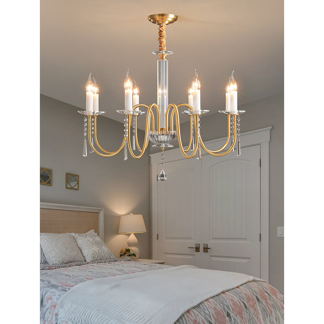 Ilphaara Postmodern Luxury Brass Crystal Chandelier - Lamp Copper