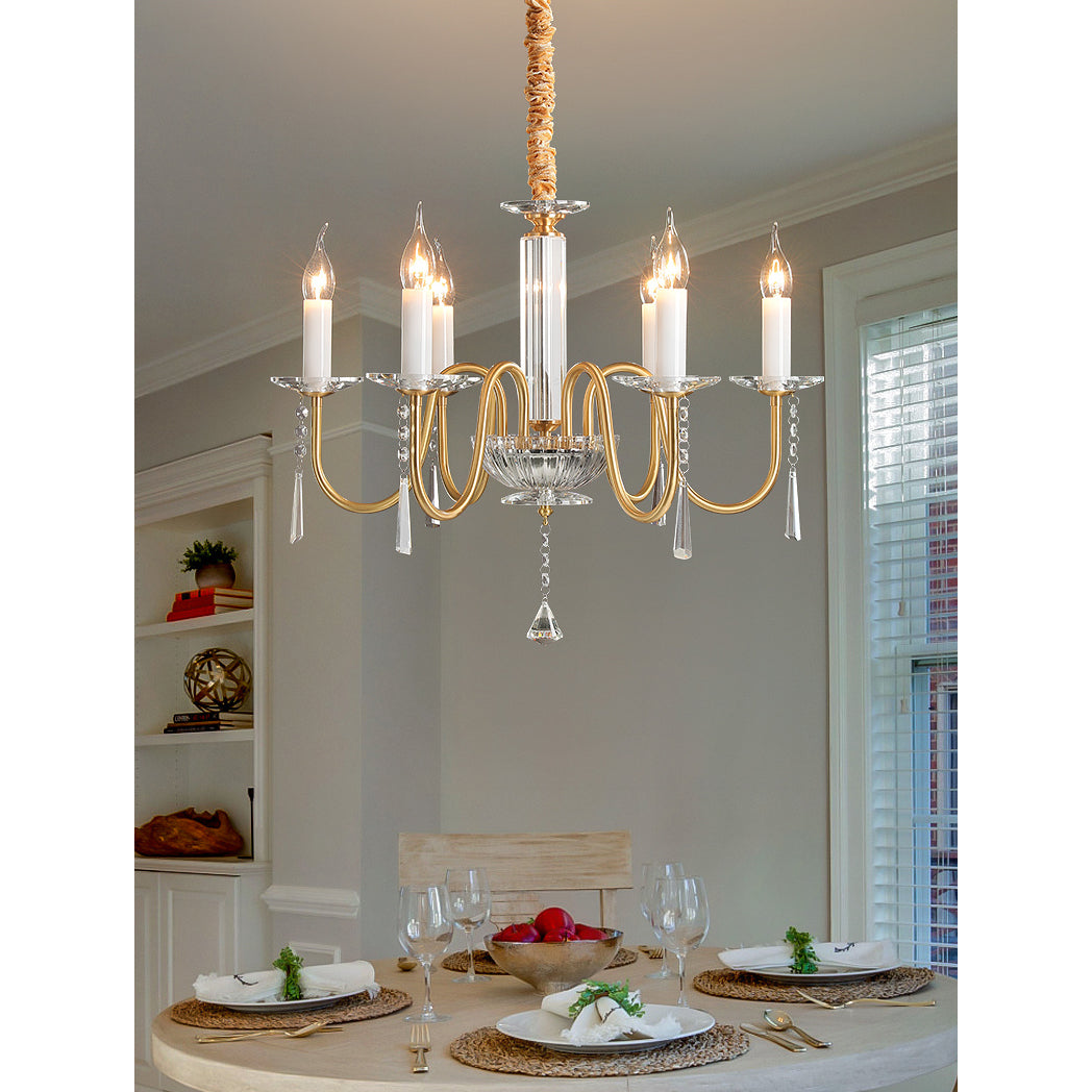 Ilphaara Postmodern Luxury Brass Crystal Chandelier - Lamp Copper