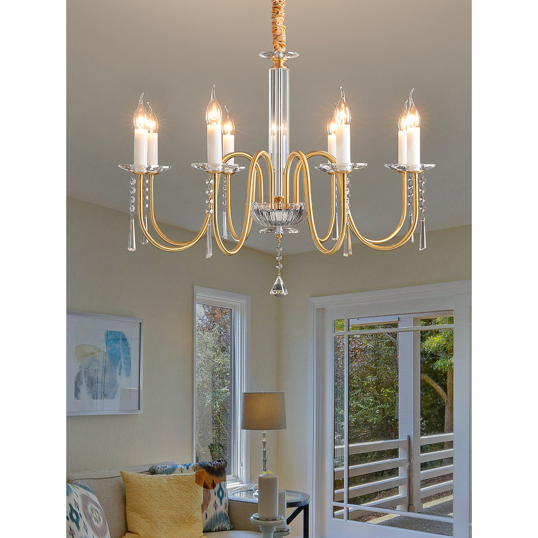 Ilphaara Postmodern Luxury Brass Crystal Chandelier - Lamp Copper