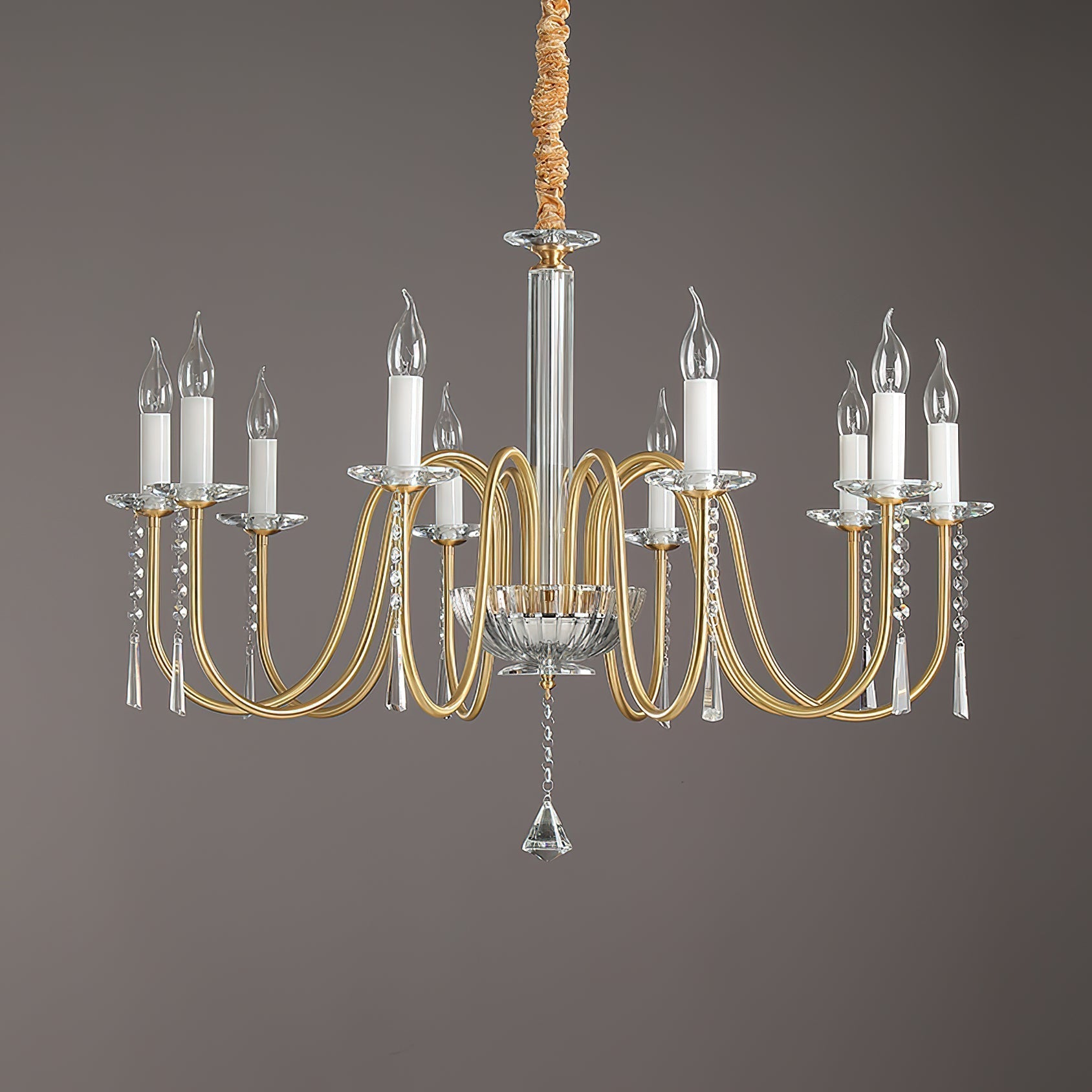 Ilphaara Postmodern Luxury Brass Crystal Chandelier - Lamp Copper