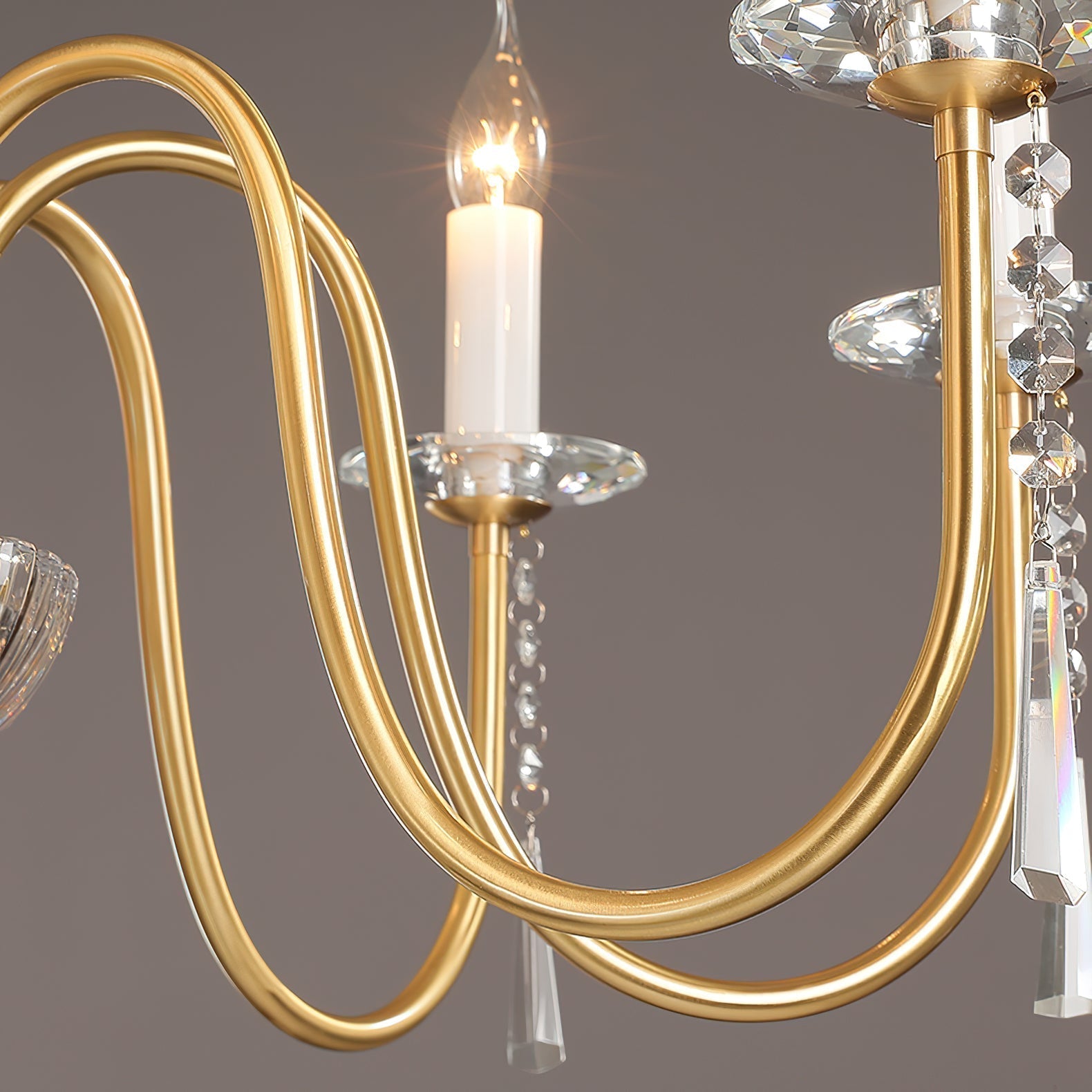 Ilphaara Postmodern Luxury Brass Crystal Chandelier - Lamp Copper