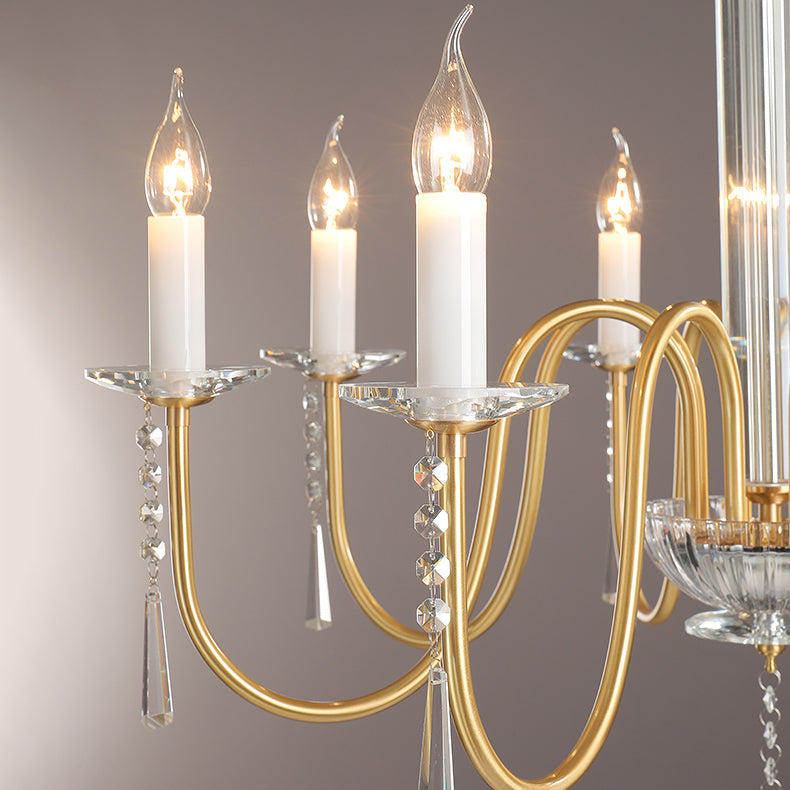 Ilphaara Postmodern Luxury Brass Crystal Chandelier - Lamp Copper