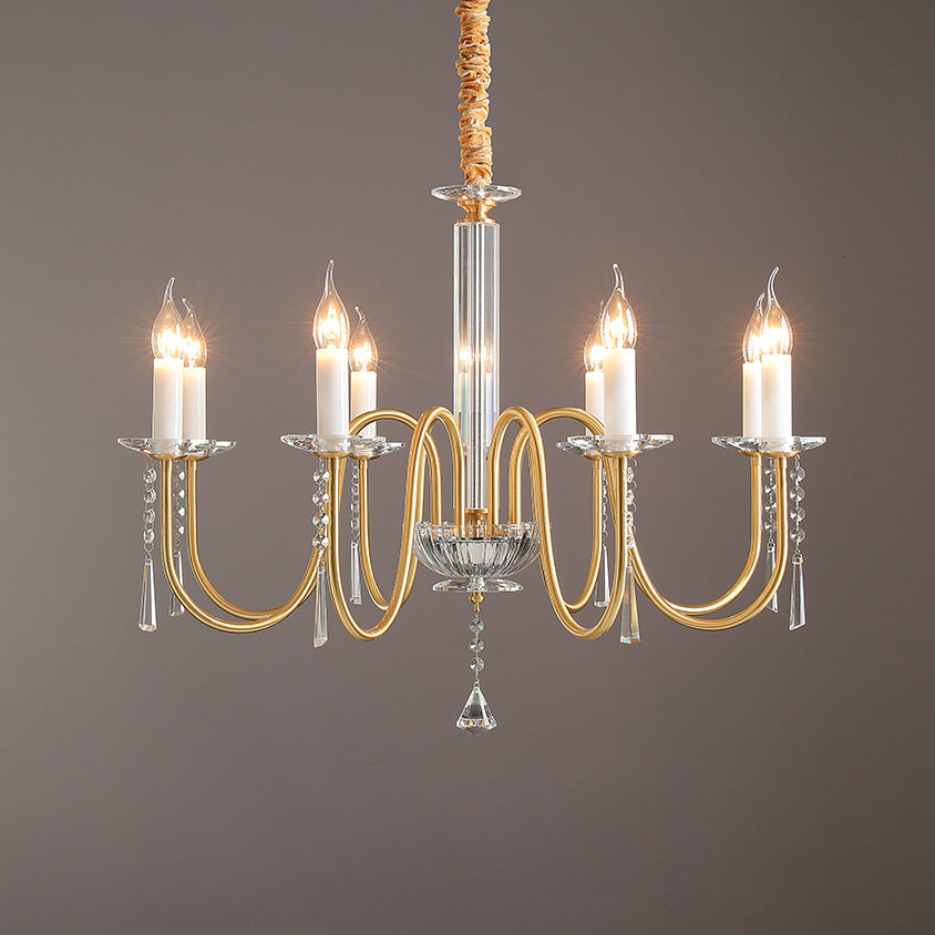 Ilphaara Postmodern Luxury Brass Crystal Chandelier - Lamp Copper