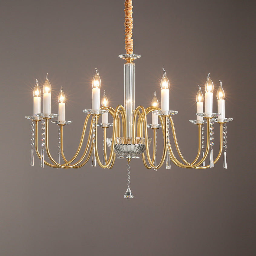 Ilphaara Postmodern Luxury Brass Crystal Chandelier - Lamp Copper