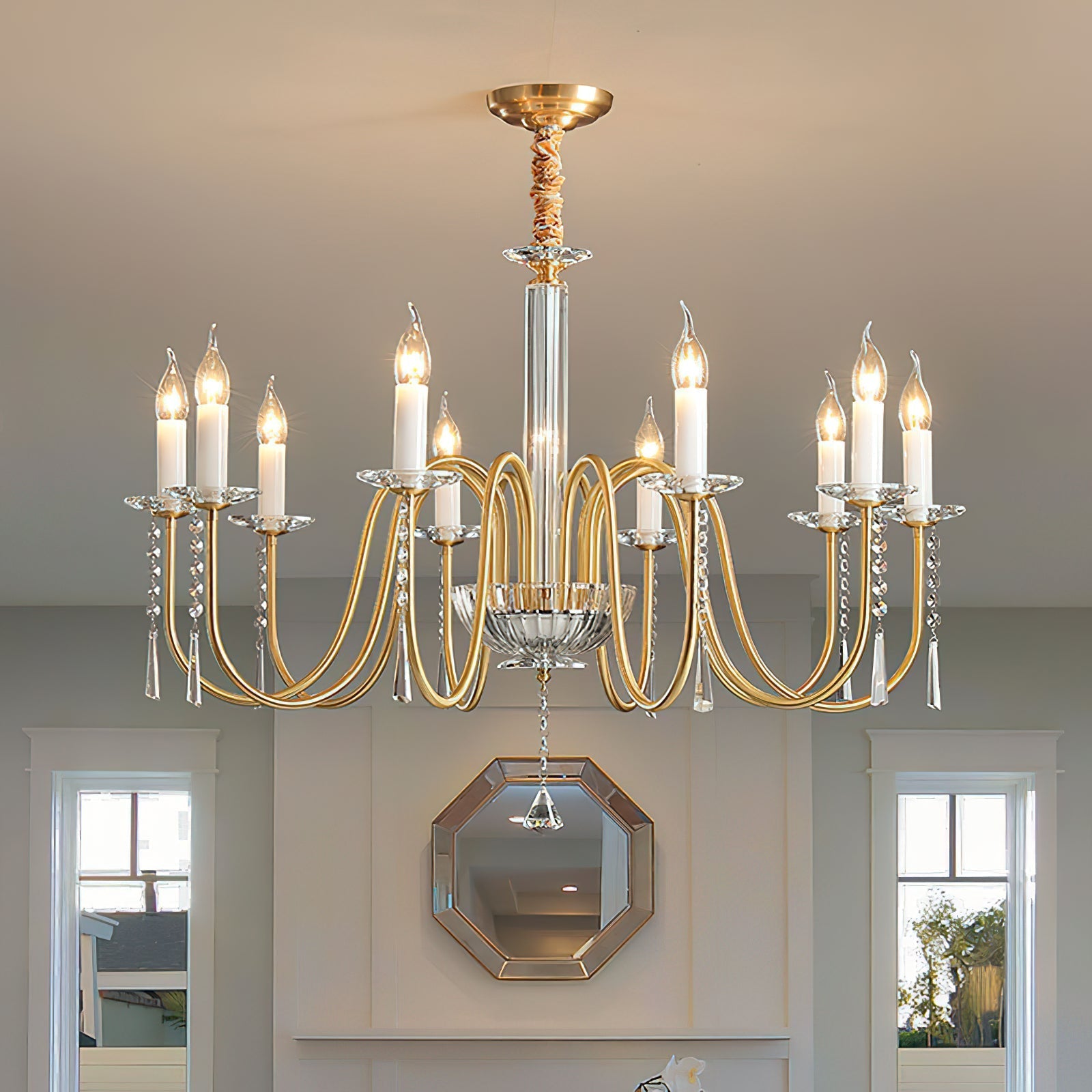 Ilphaara Postmodern Luxury Brass Crystal Chandelier - Lamp Copper