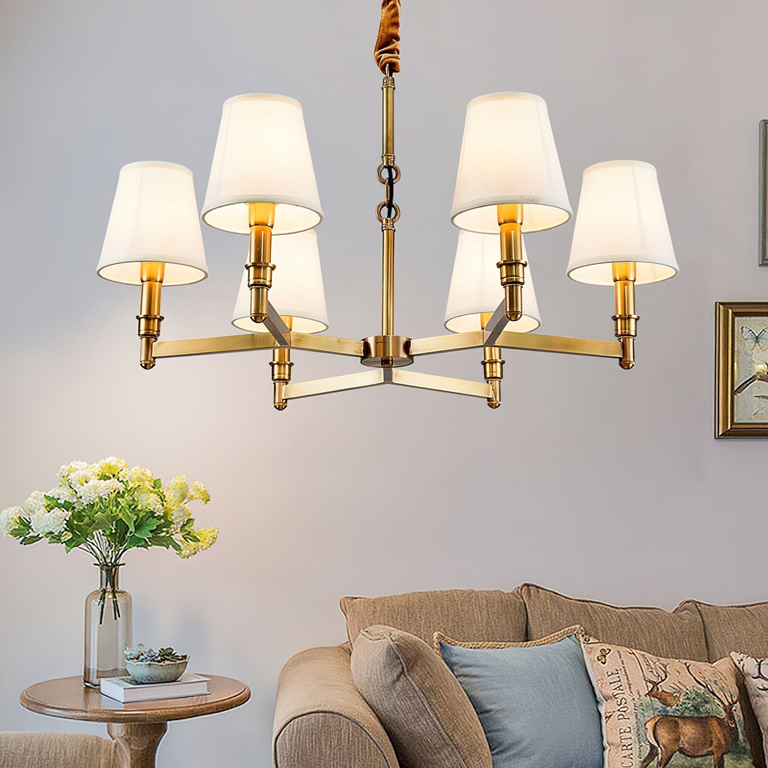 Vadoryra Chandelier Laiton Tissu Luxe Postmoderne Salon - Neutralighting