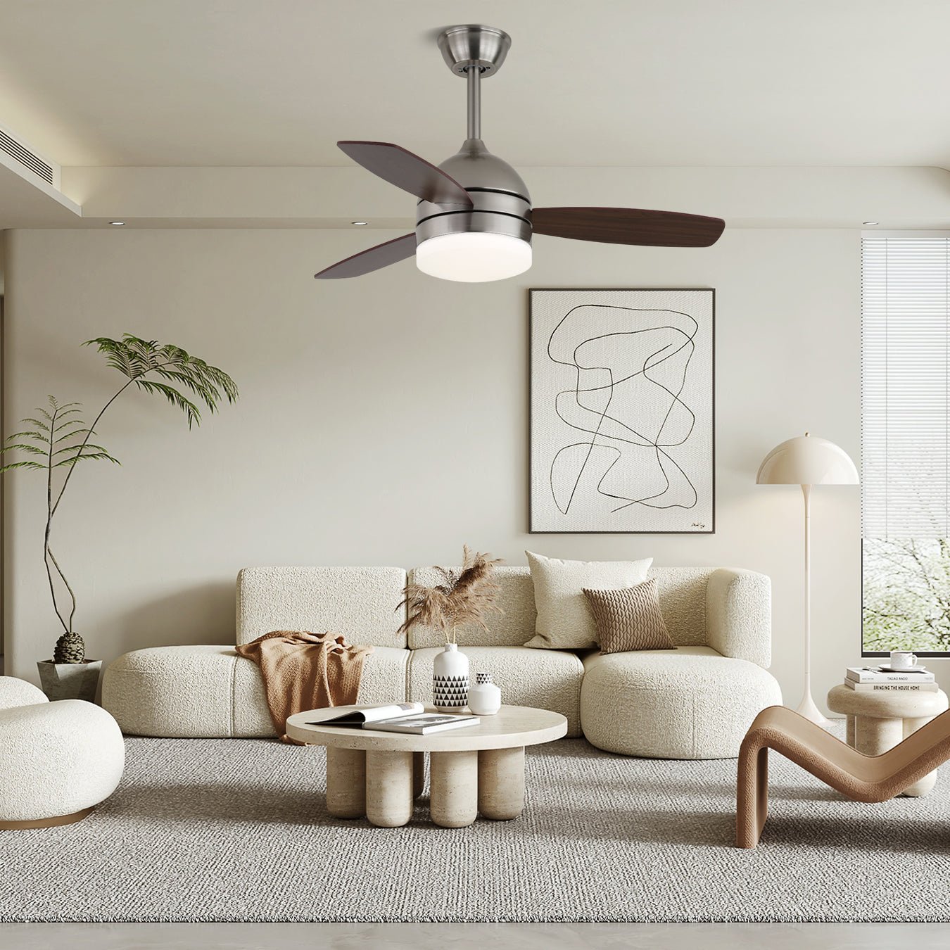 Plafonnier ventilateur moderne Caelan avec télécommande