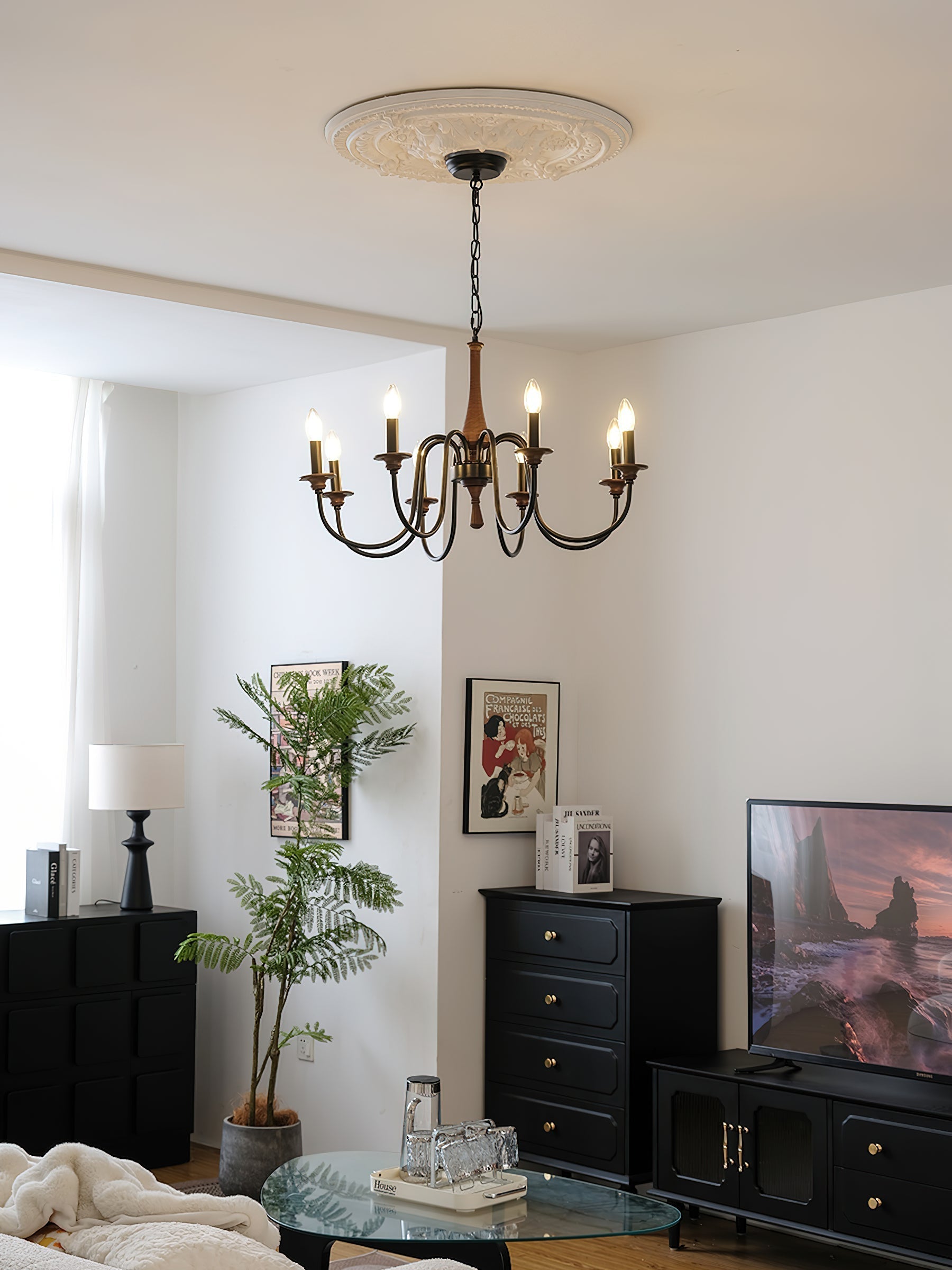 Alzorila Vintage Industrial Hand-carved Metal Chandelier - Lamp Copper