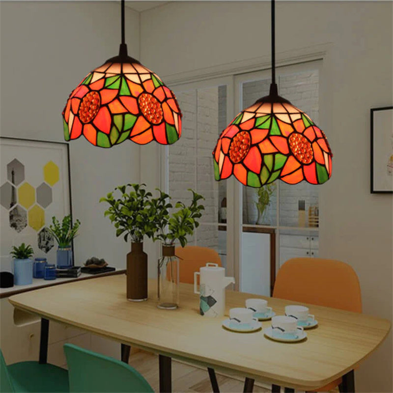Tiffany Rétro LED Suspension Métal Verre Salon/Bar - Neutralighting