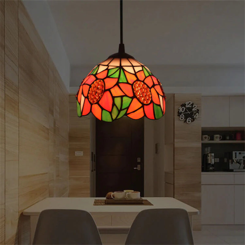 Tiffany Rétro LED Suspension Métal Verre Salon/Bar - Neutralighting