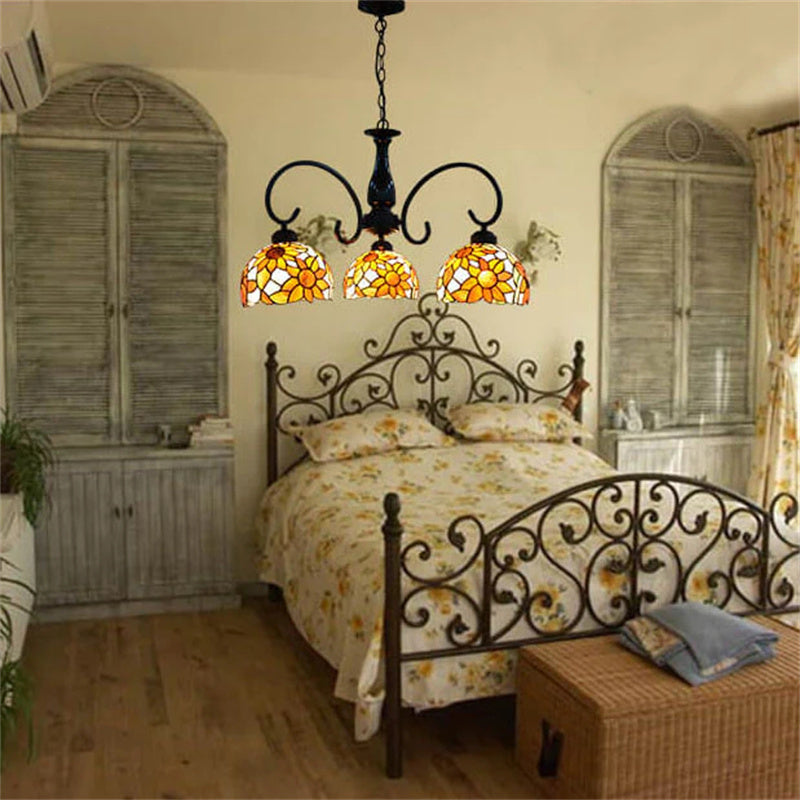 Tiffany Moderne LED Lustre Métal/Verre Chambre À Coucher