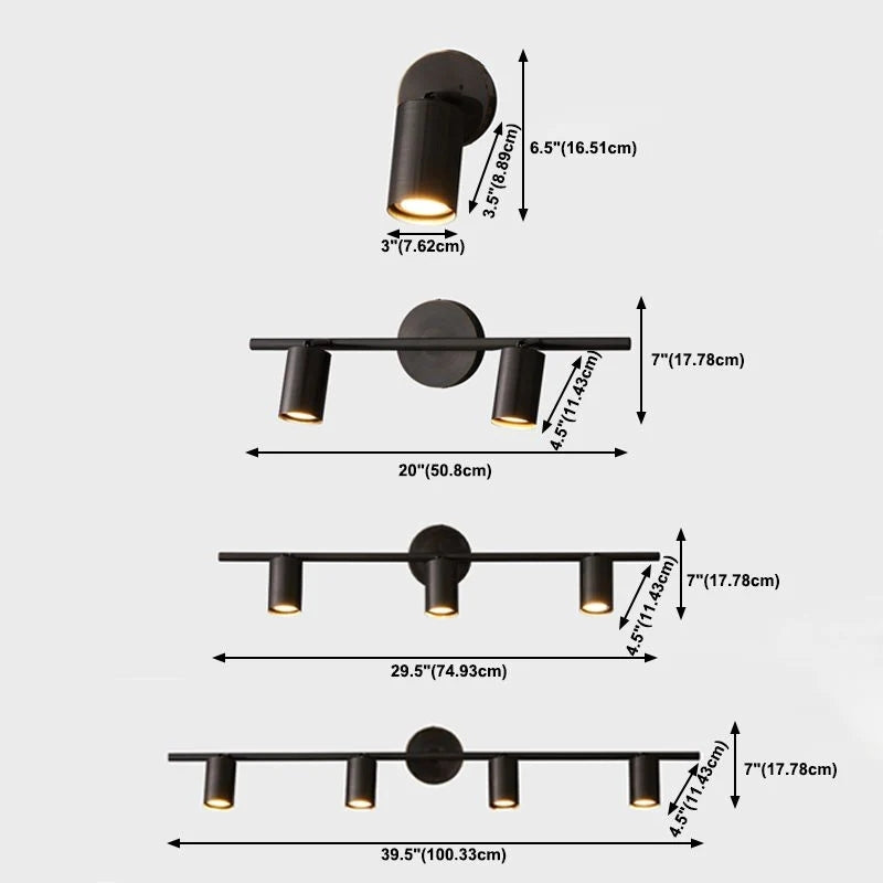 Arisha Applique Murale Cylindrique Minimaliste, Métal, Noir/Laiton, Salle de Bain - Neutralighting