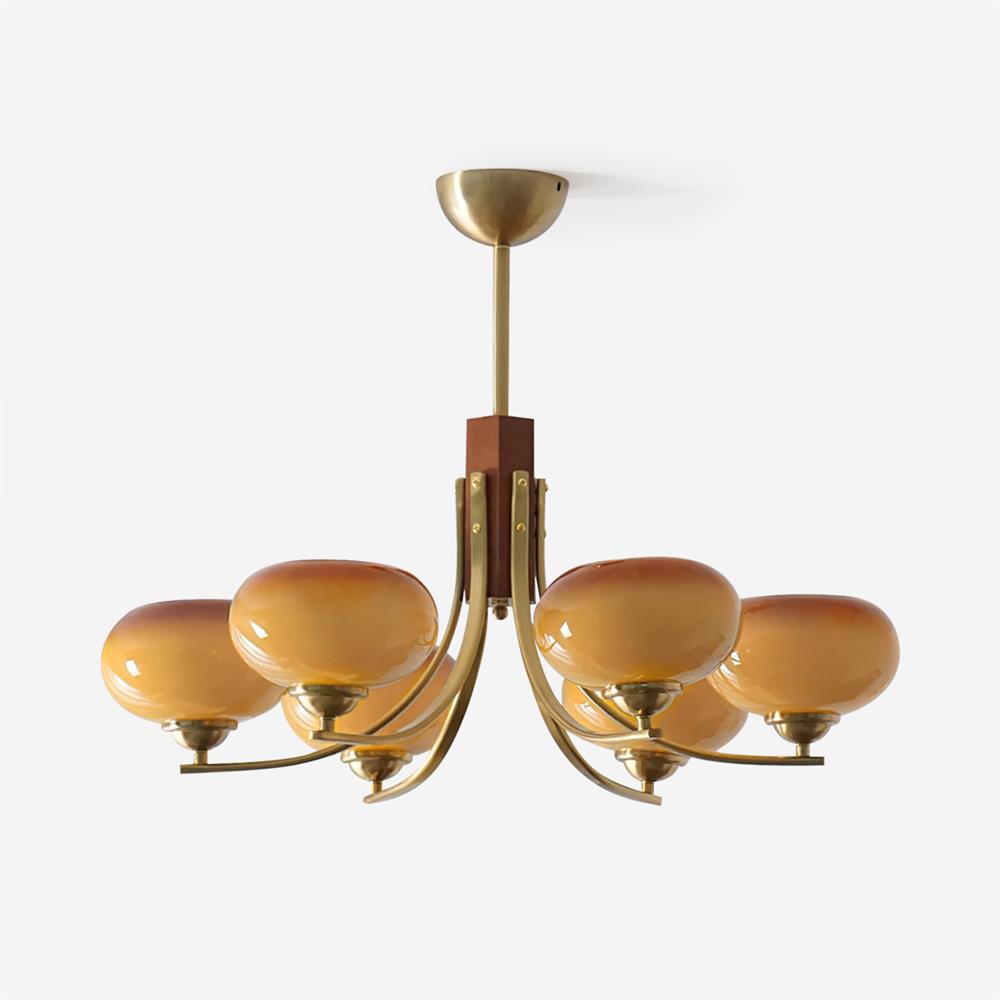 Auralyn Lustre Globe 6 Lumières Verre Ambre - Neutralighting