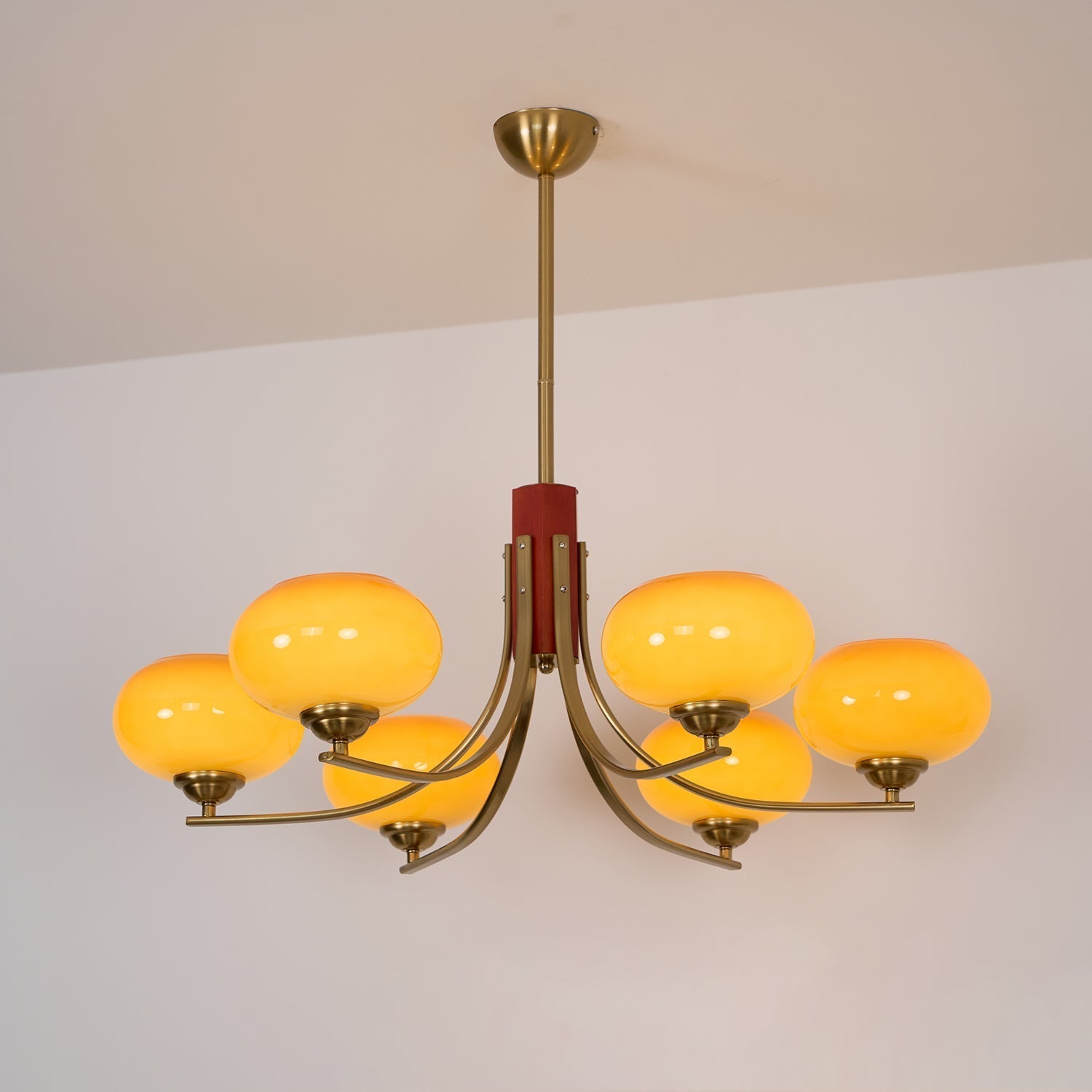 Auralyn Lustre Globe 6 Lumières Verre Ambre - Neutralighting