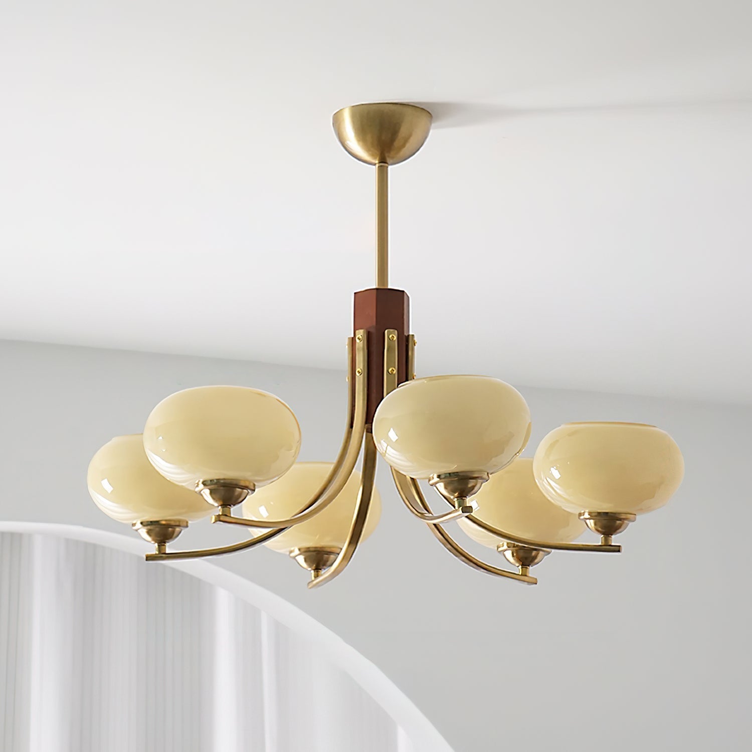 Auralyn Lustre Globe 6 Lumières Verre Ambre - Neutralighting