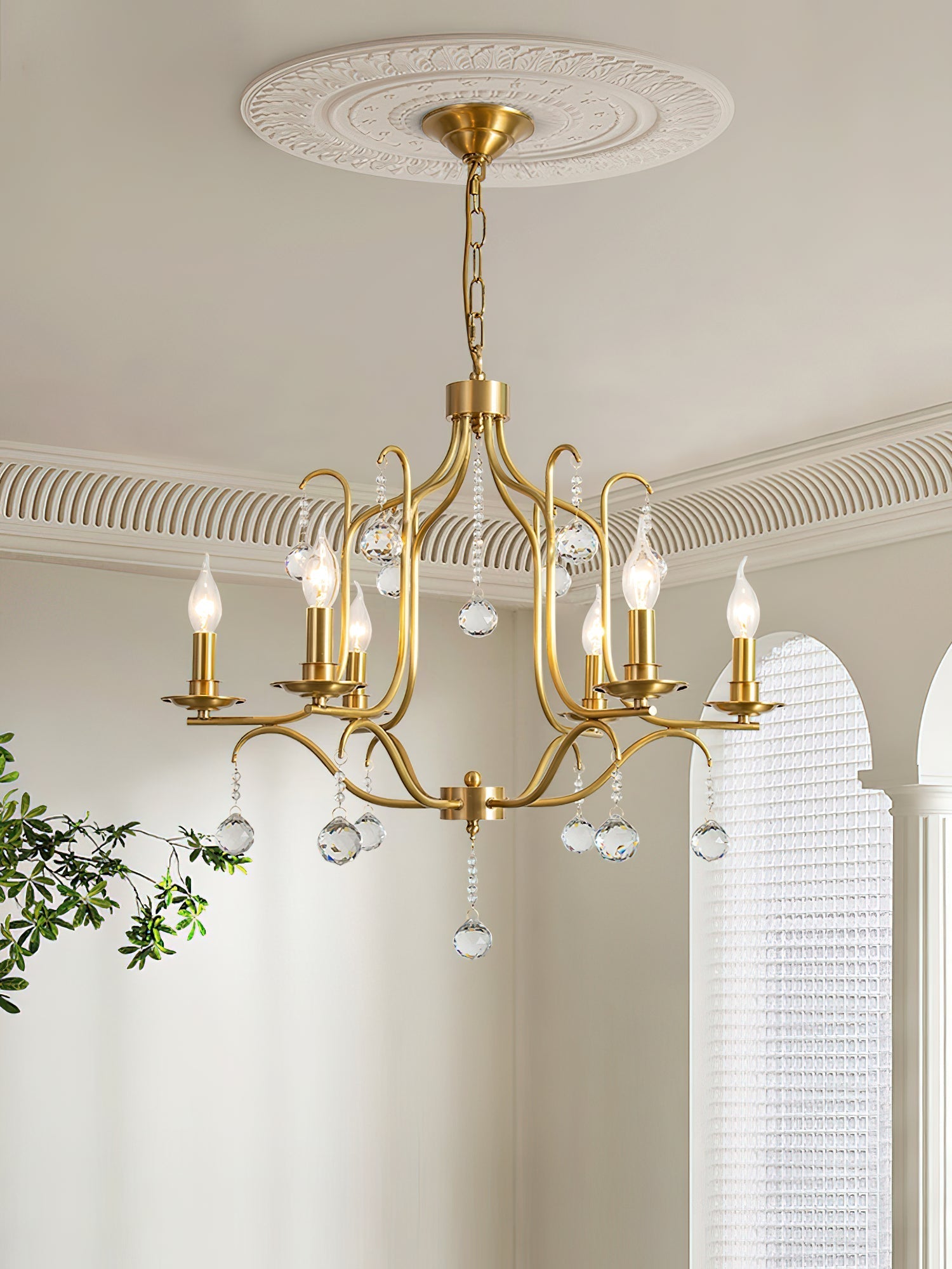 Ulliria Postmodern Luxury Brass Crystal Chandelier - Lamp Copper