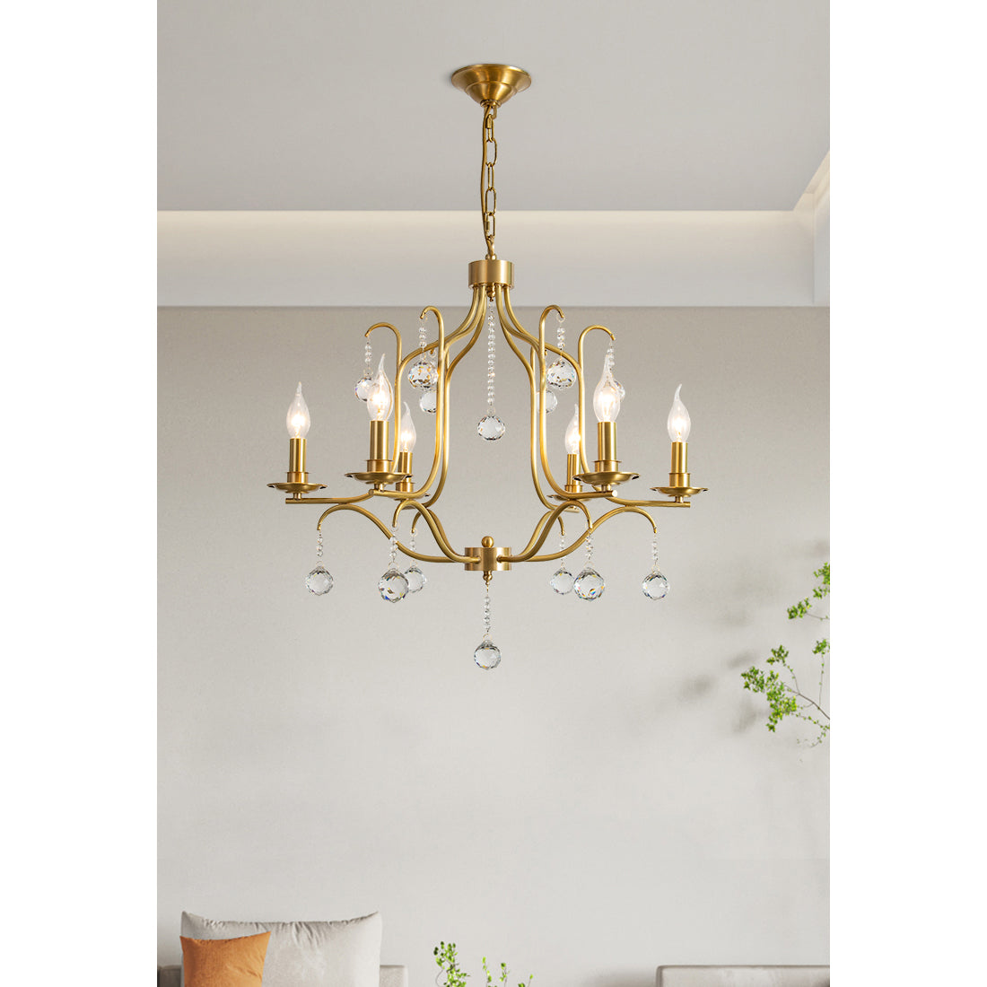 Ulliria Postmodern Luxury Brass Crystal Chandelier - Lamp Copper