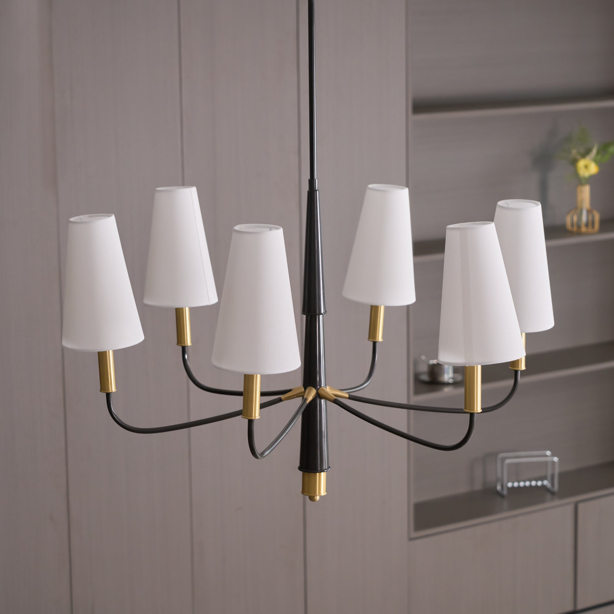 Lyshae Chandelier Laiton Tissu Industriel Vintage Salon - Neutralighting