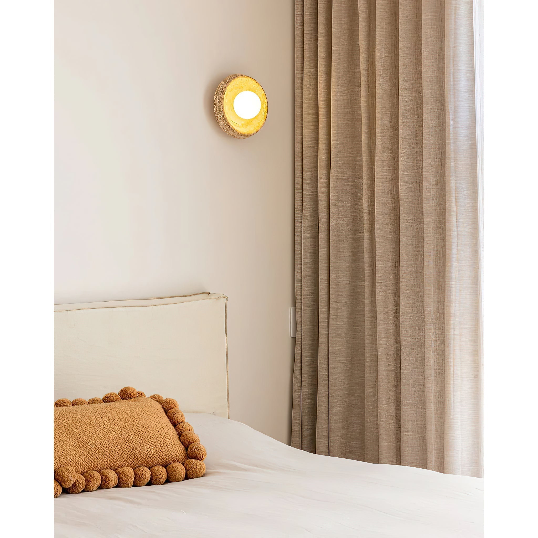 Umirus Modern Minimalist Beige Glass Travertine Wall Lamp - Lamp Copper