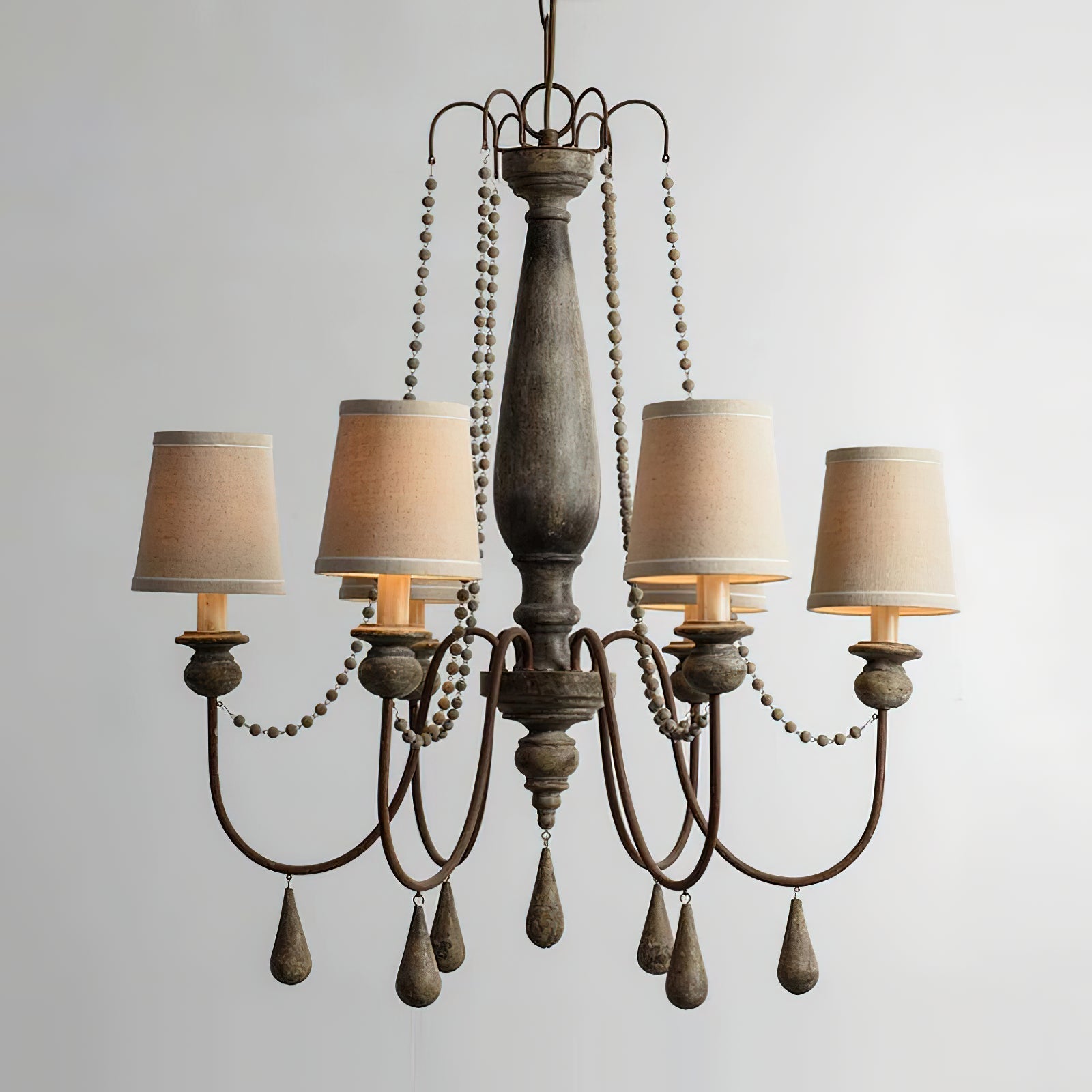 Arshaor Postmodern Luxury Wooden Metal Chandelier - Lamp Copper