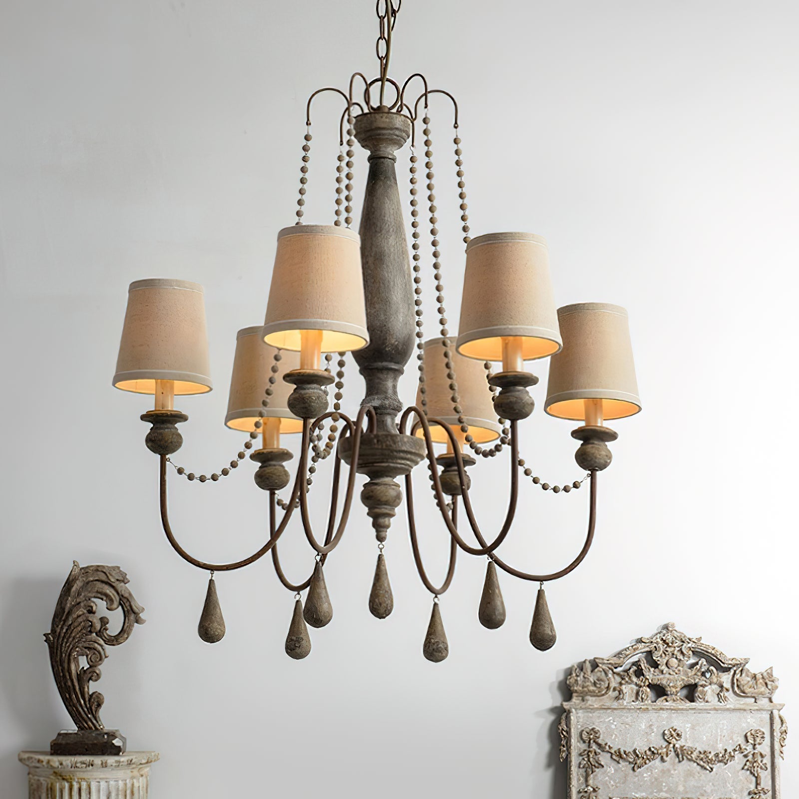 Arshaor Postmodern Luxury Wooden Metal Chandelier - Lamp Copper