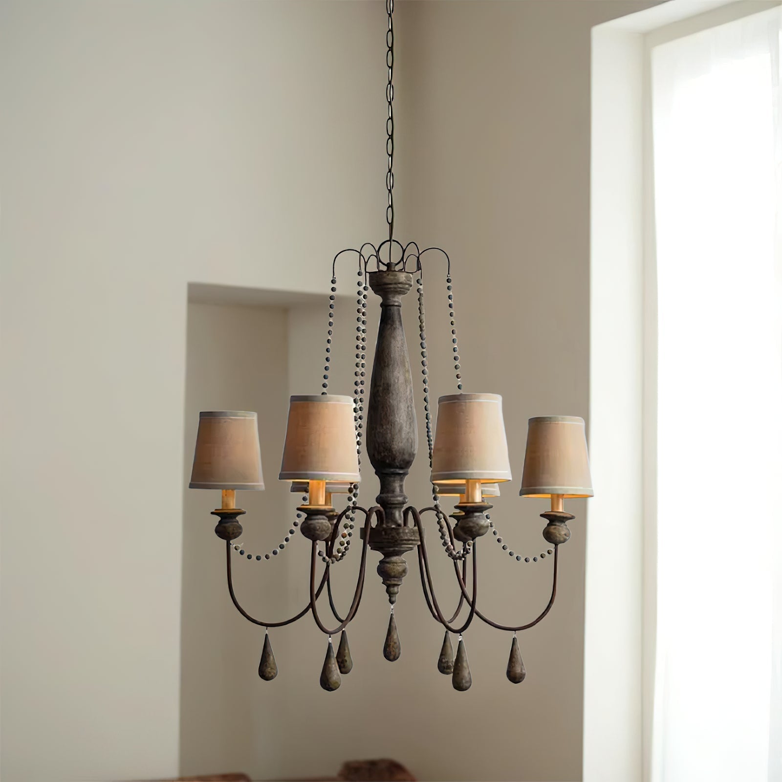 Arshaor Postmodern Luxury Wooden Metal Chandelier - Lamp Copper