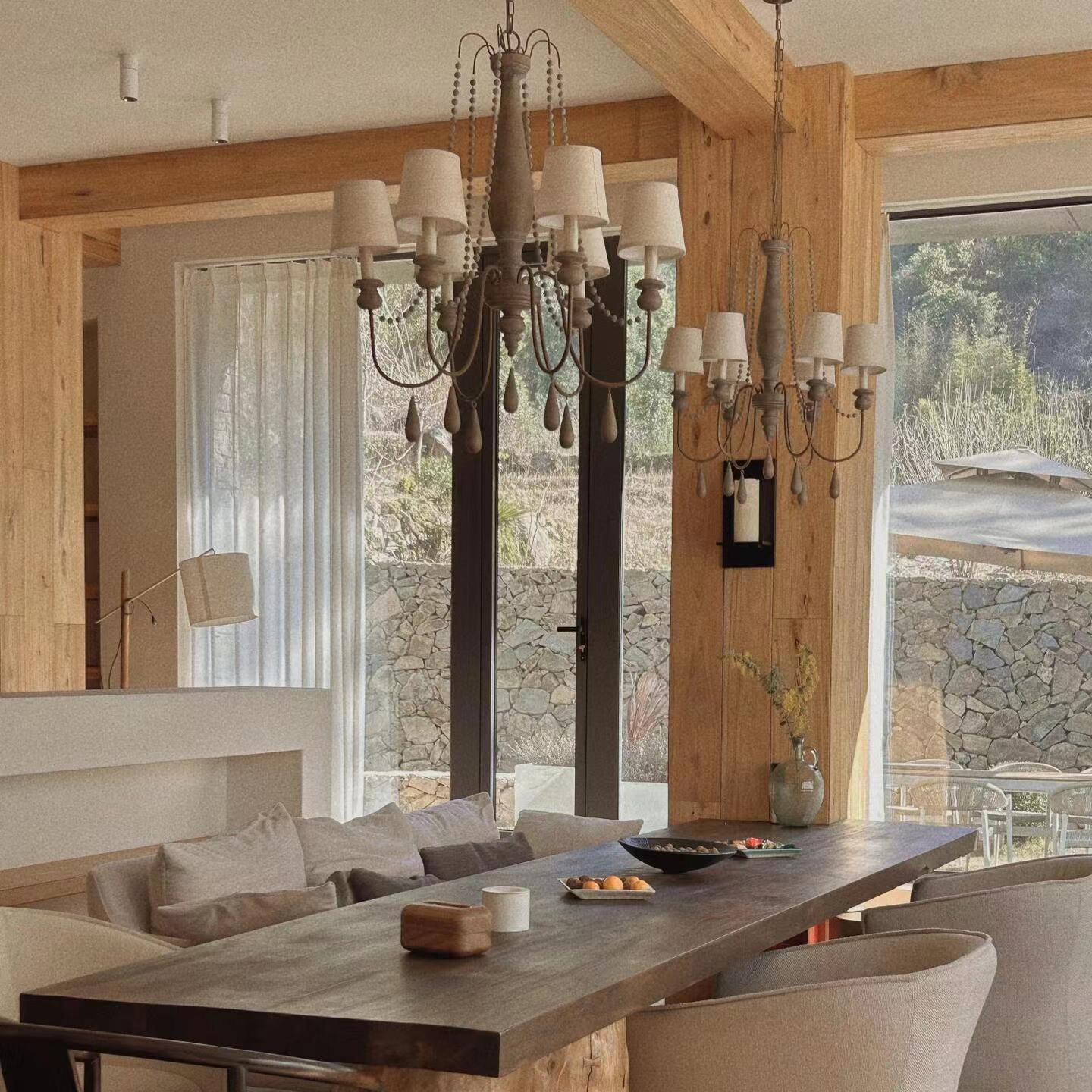 Arshaor Postmodern Luxury Wooden Metal Chandelier - Lamp Copper