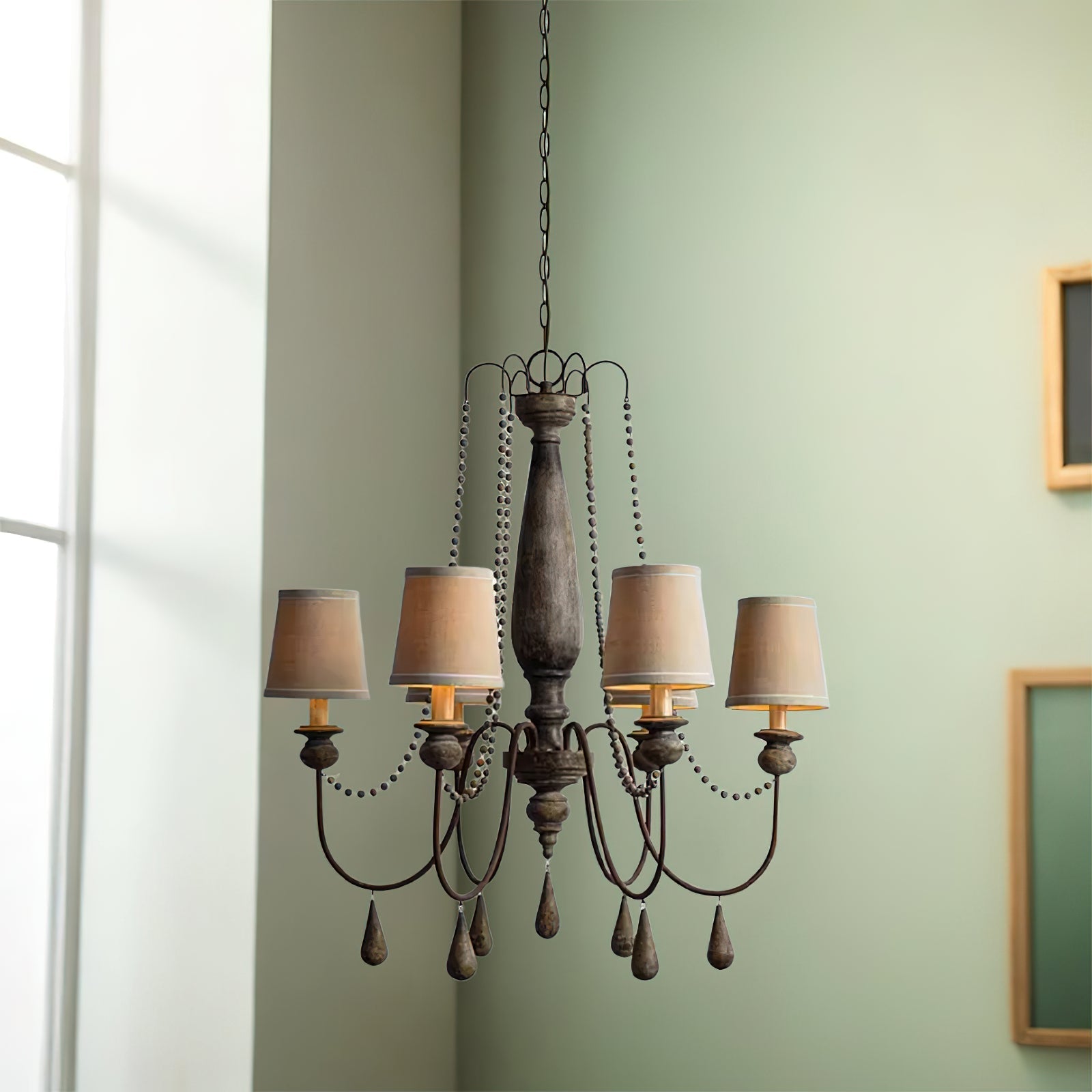 Arshaor Postmodern Luxury Wooden Metal Chandelier - Lamp Copper