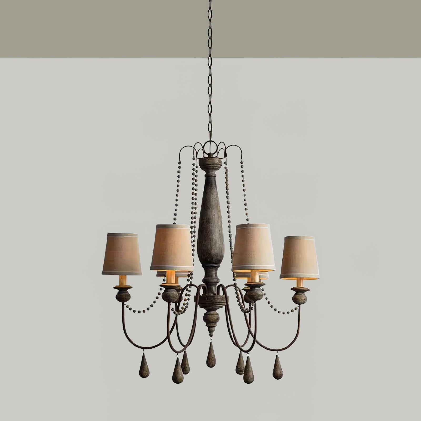 Arshaor Postmodern Luxury Wooden Metal Chandelier - Lamp Copper