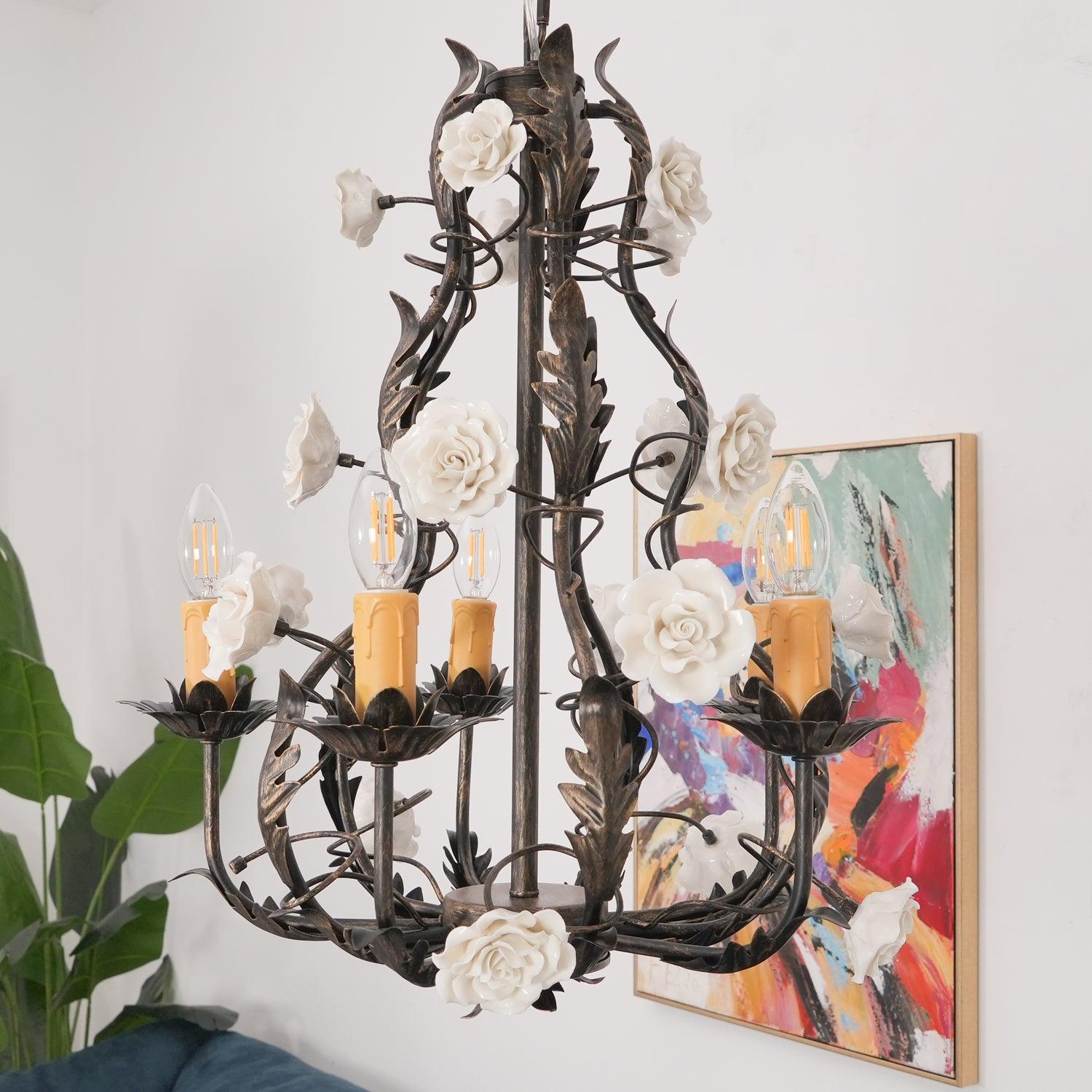 Rocaille Lustre Fleur Luxe Métal - Neutralighting