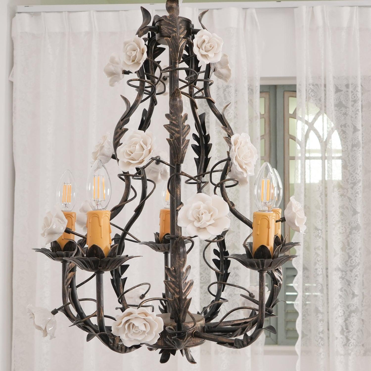 Rocaille Lustre Fleur Luxe Métal - Neutralighting