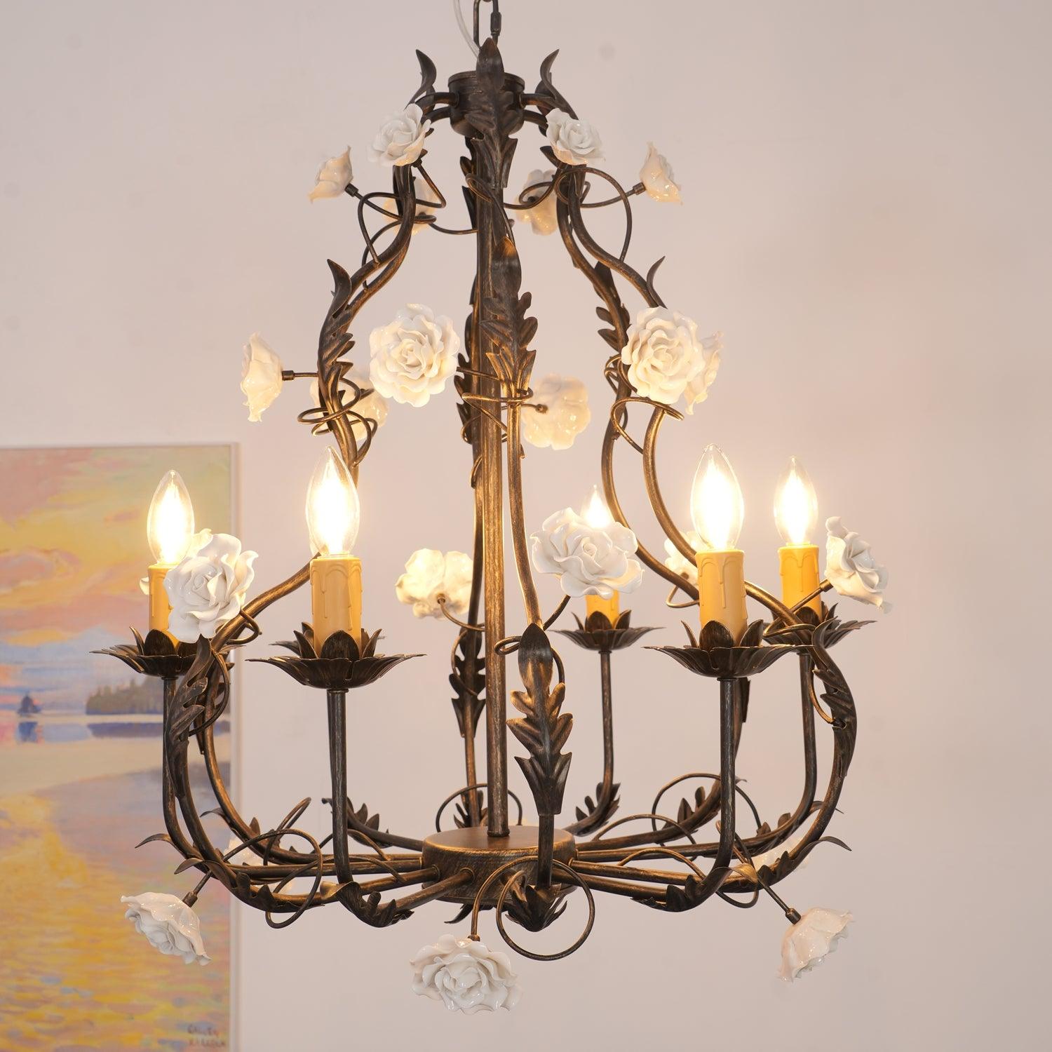Rocaille Lustre Fleur Luxe Métal - Neutralighting