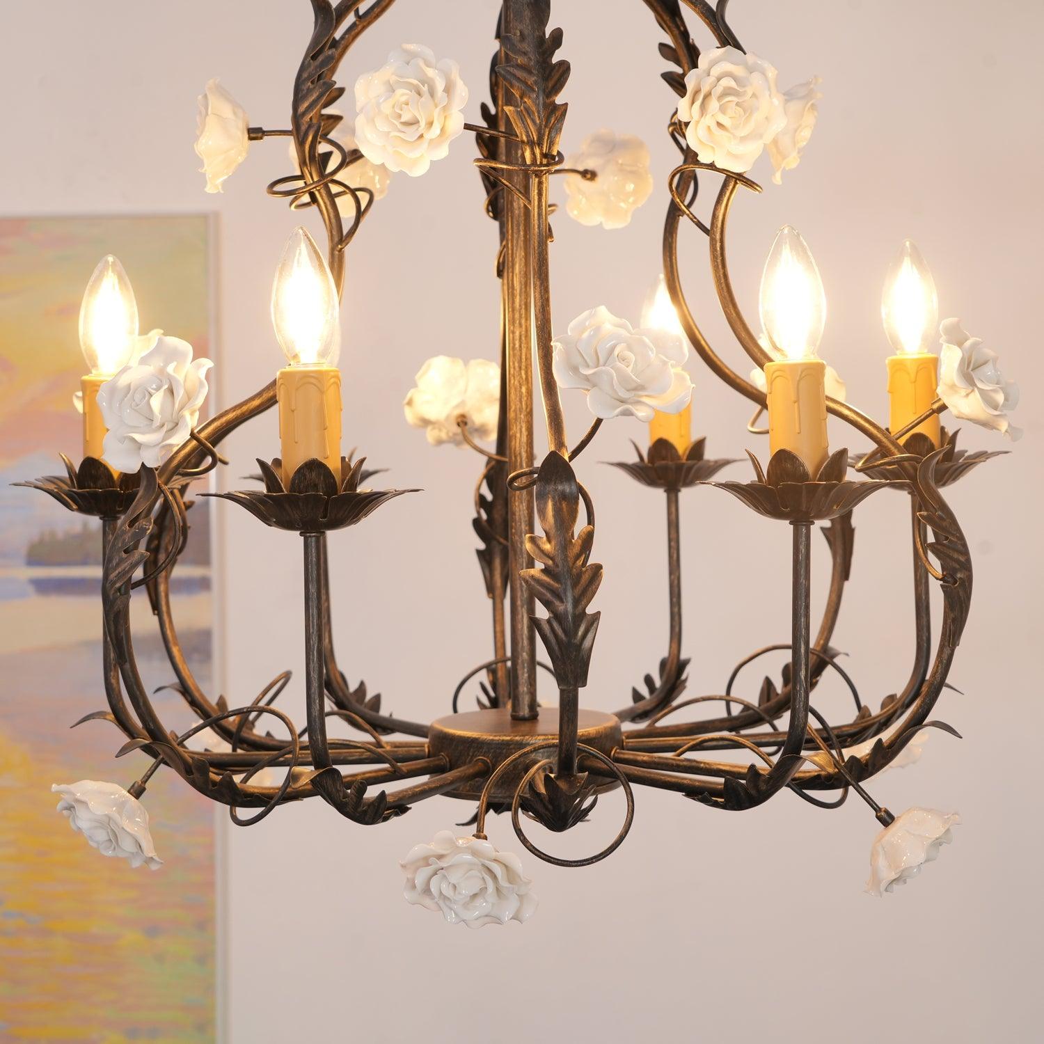 Rocaille Lustre Fleur Luxe Métal - Neutralighting