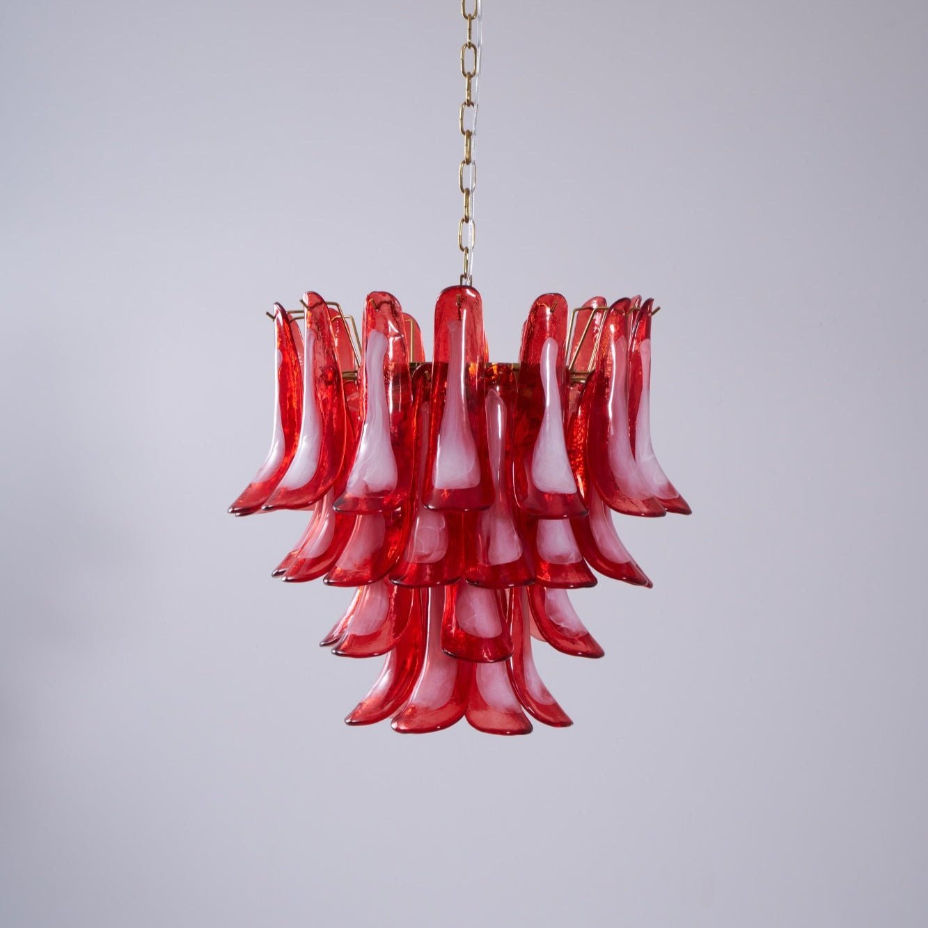Aurora Chandelier Red Petal Glass Layered Artistic - Letslighting