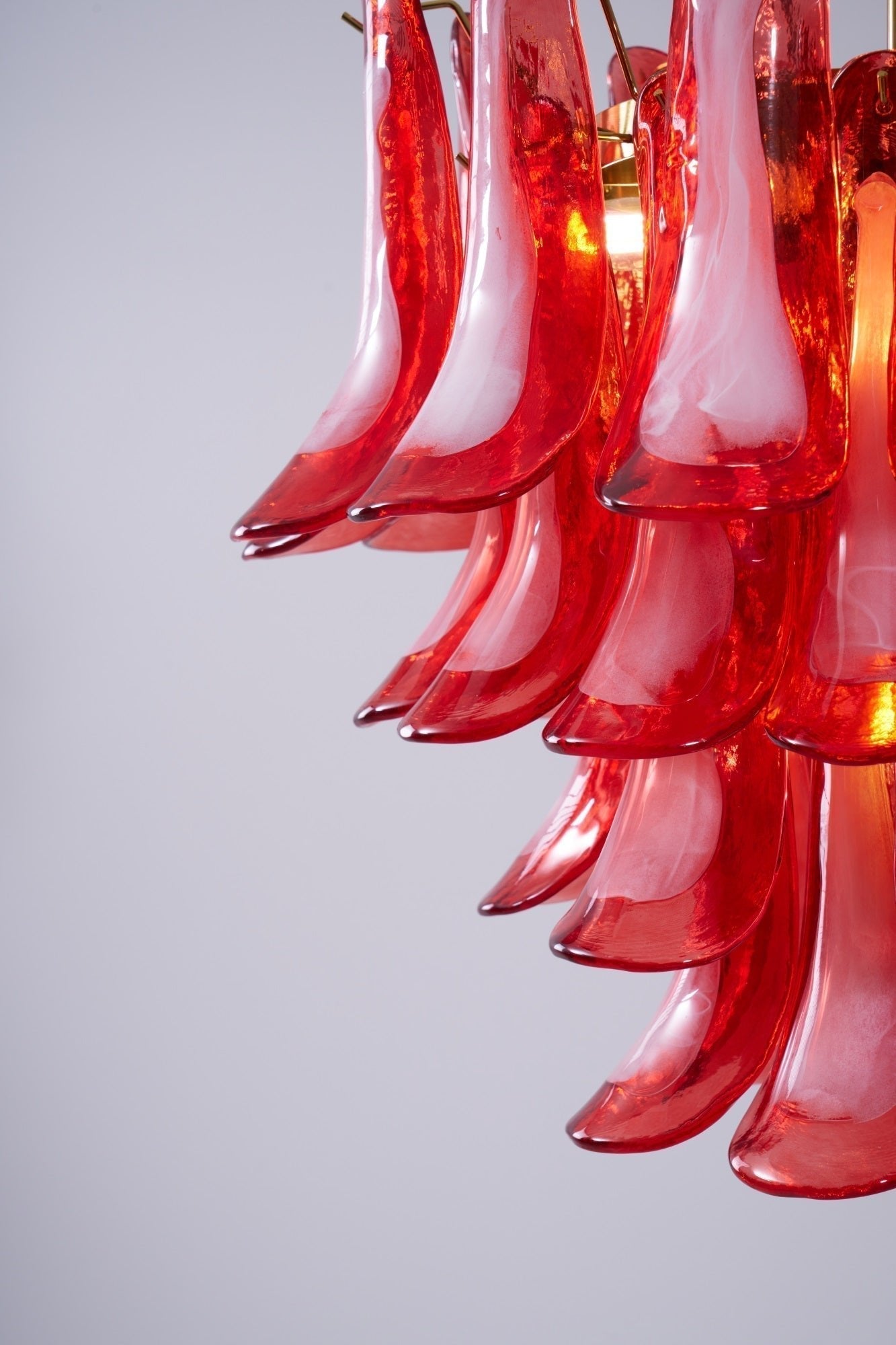 Aurora Chandelier Red Petal Glass Layered Artistic - Letslighting
