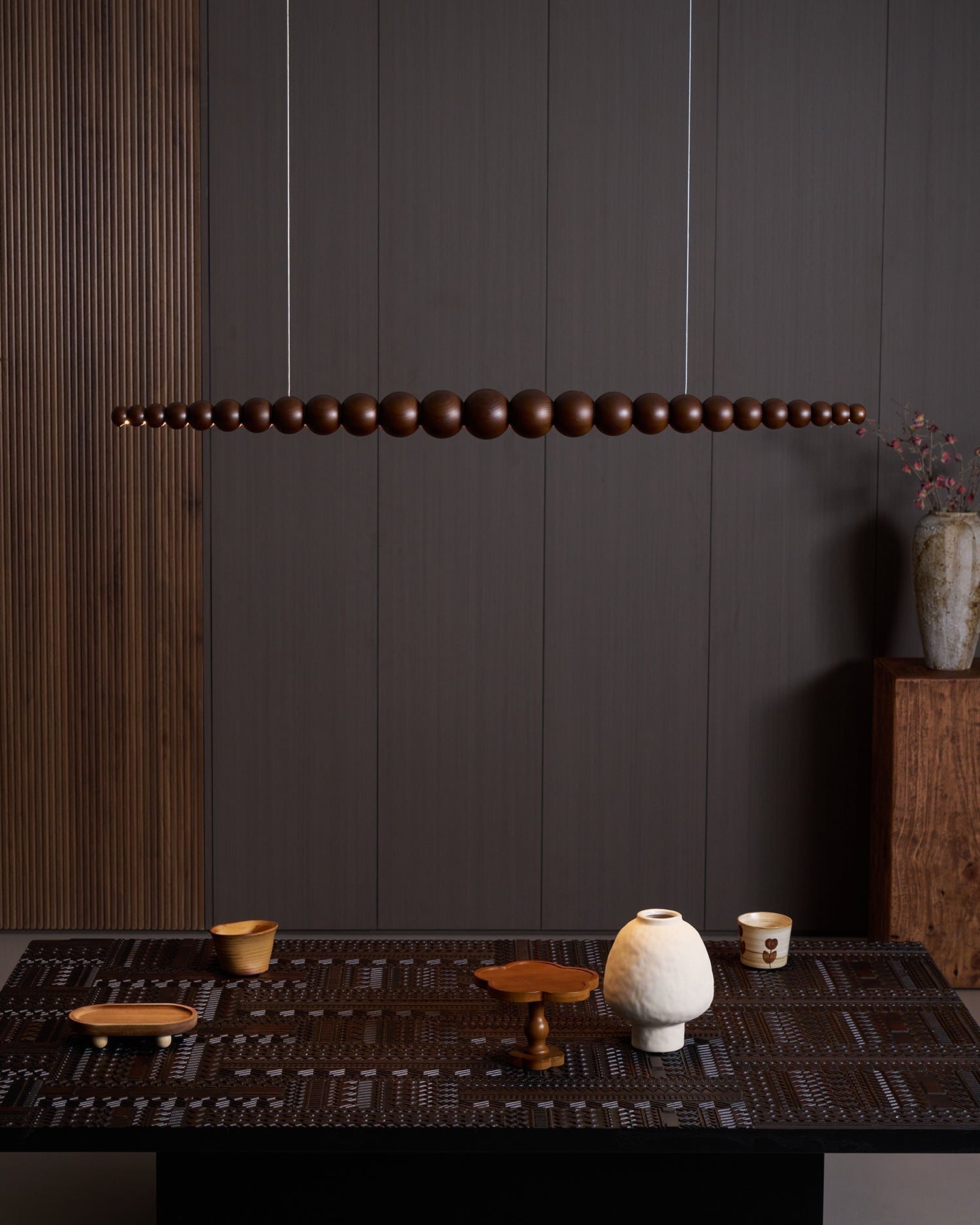 Arbor Chandelier Minimaliste en Bois Noyer - Neutralighting