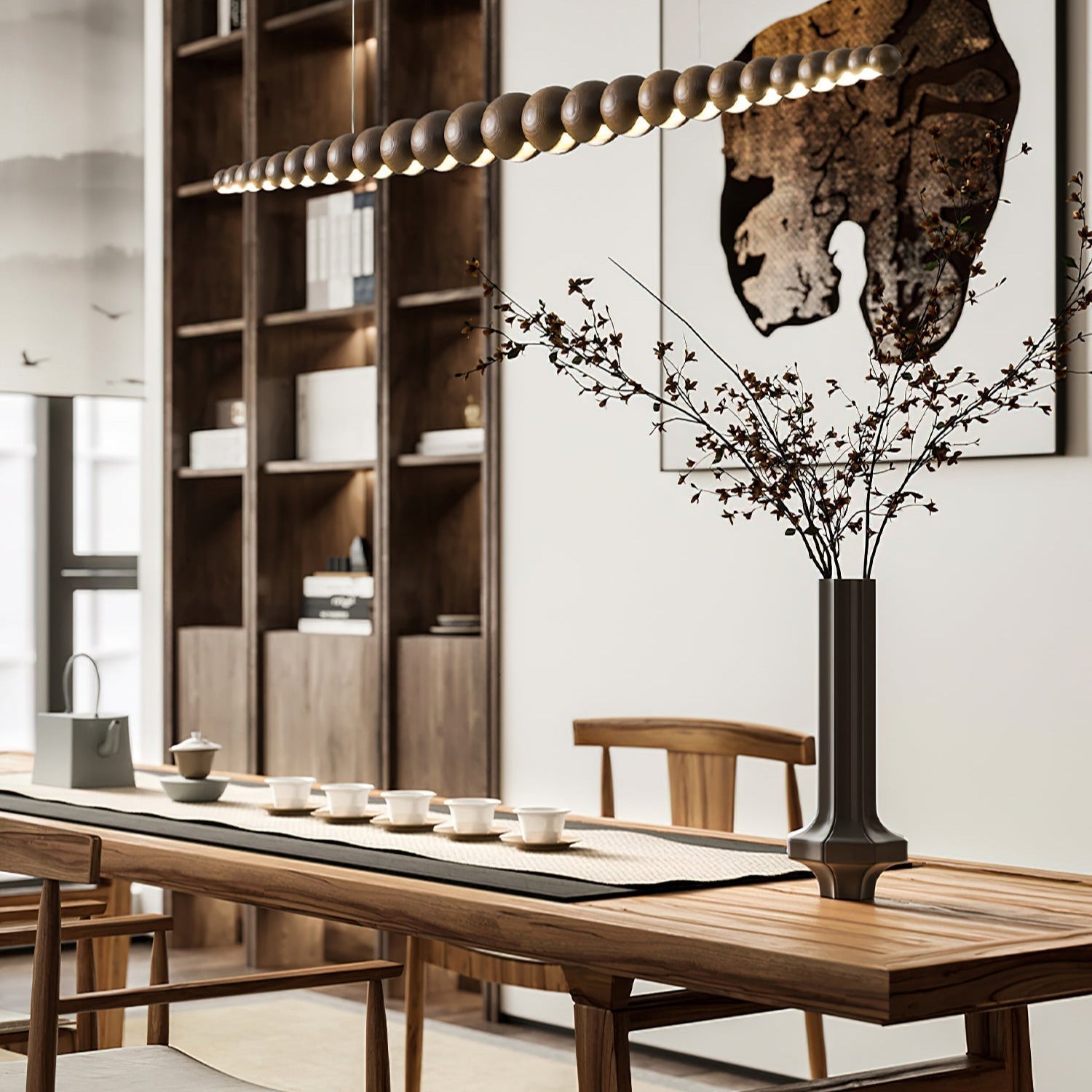 Favon Lustre en Bois à Perles - Neutralighting