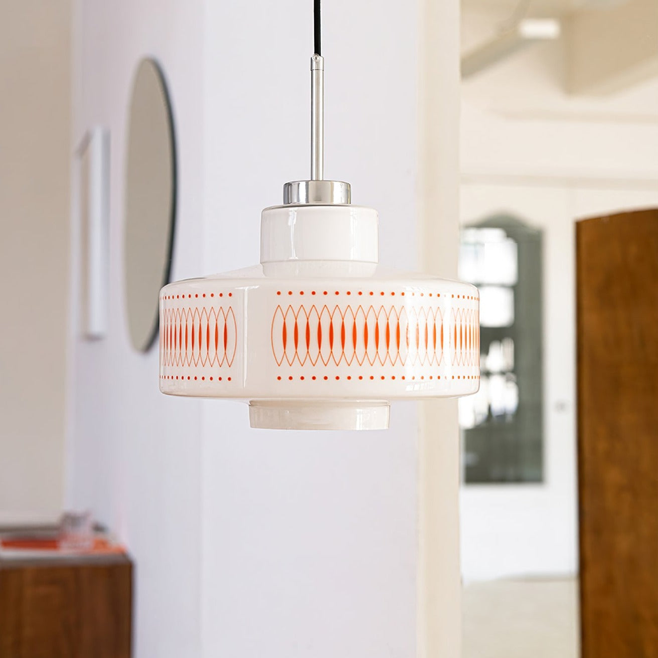 Roko Suspension Mid Century Vintage Blanc et Orange