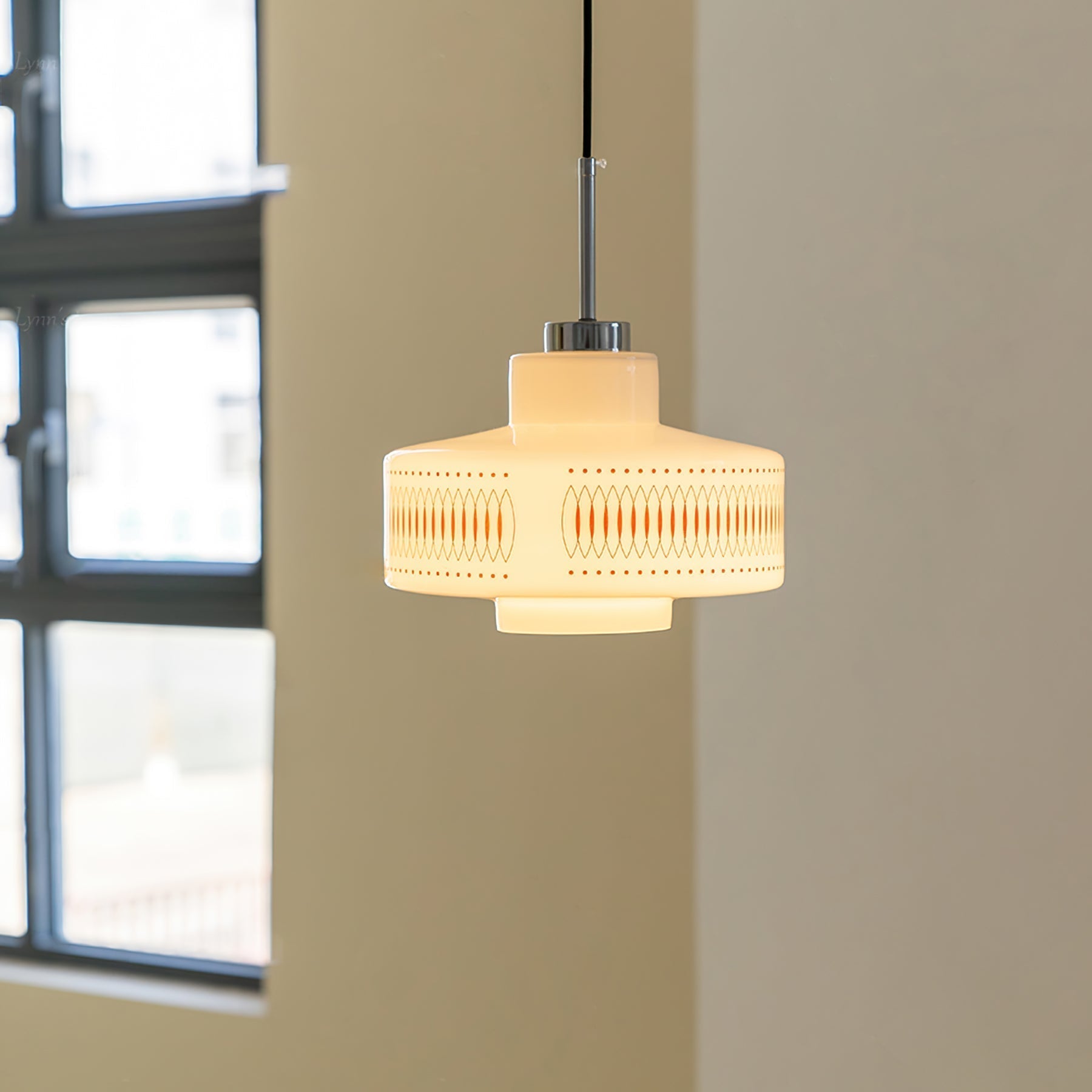 Roko Suspension Mid Century Vintage Blanc et Orange