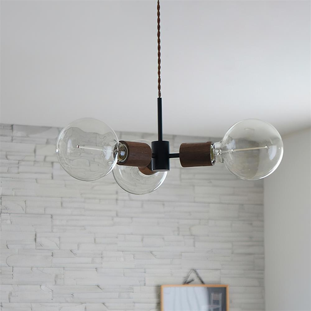Filotto Pendant Lamp Exposed Bulb Wood Industrial - Letslighting