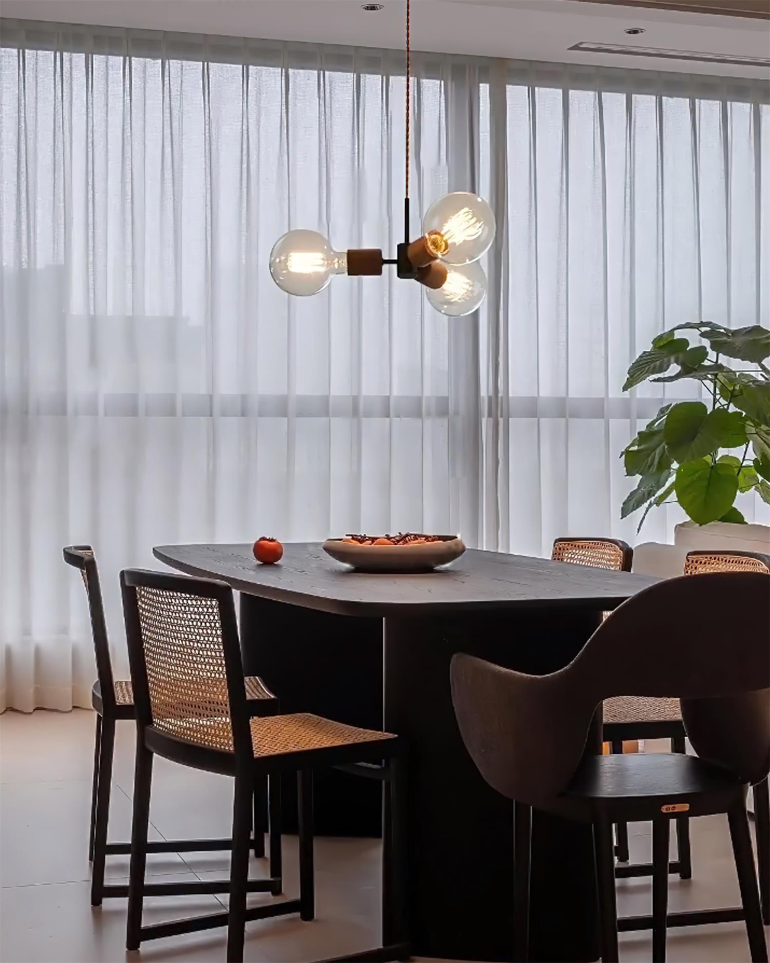 Filotto Pendant Lamp Exposed Bulb Wood Industrial - Letslighting