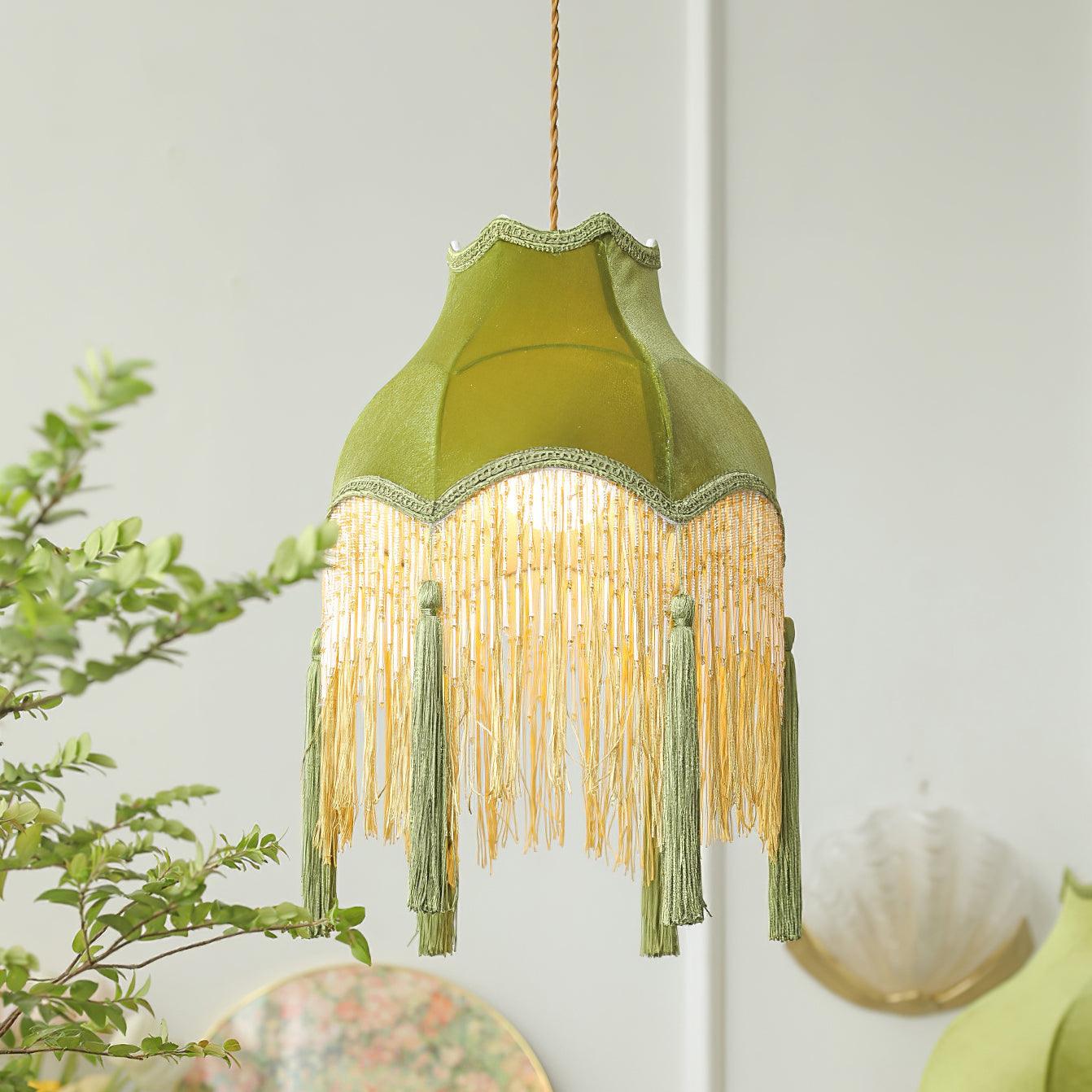 Fina Pendant Light Velvet Fringe Vintage Elegant Tassel - Letslighting