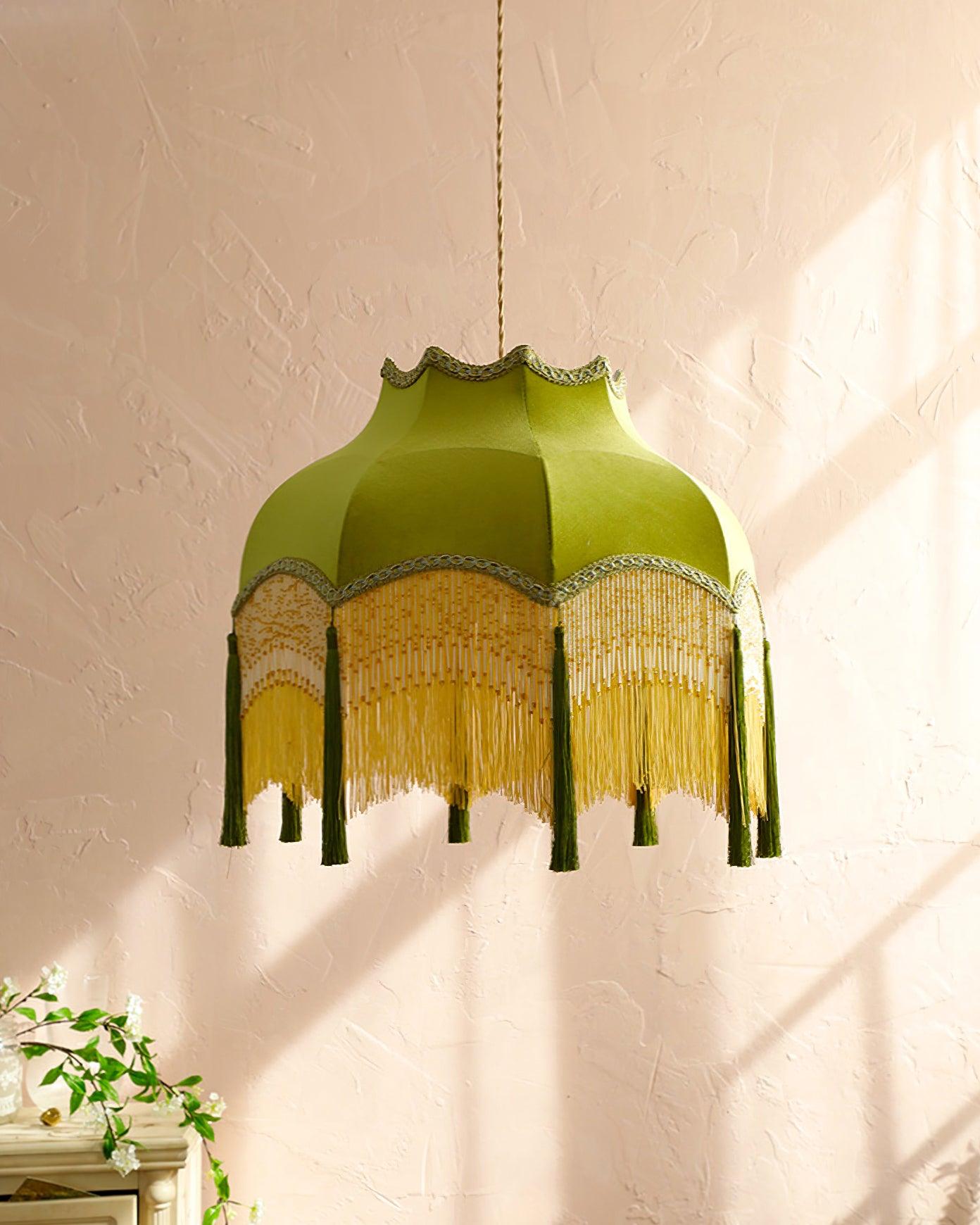 Fina Pendant Light Velvet Fringe Vintage Elegant Tassel - Letslighting